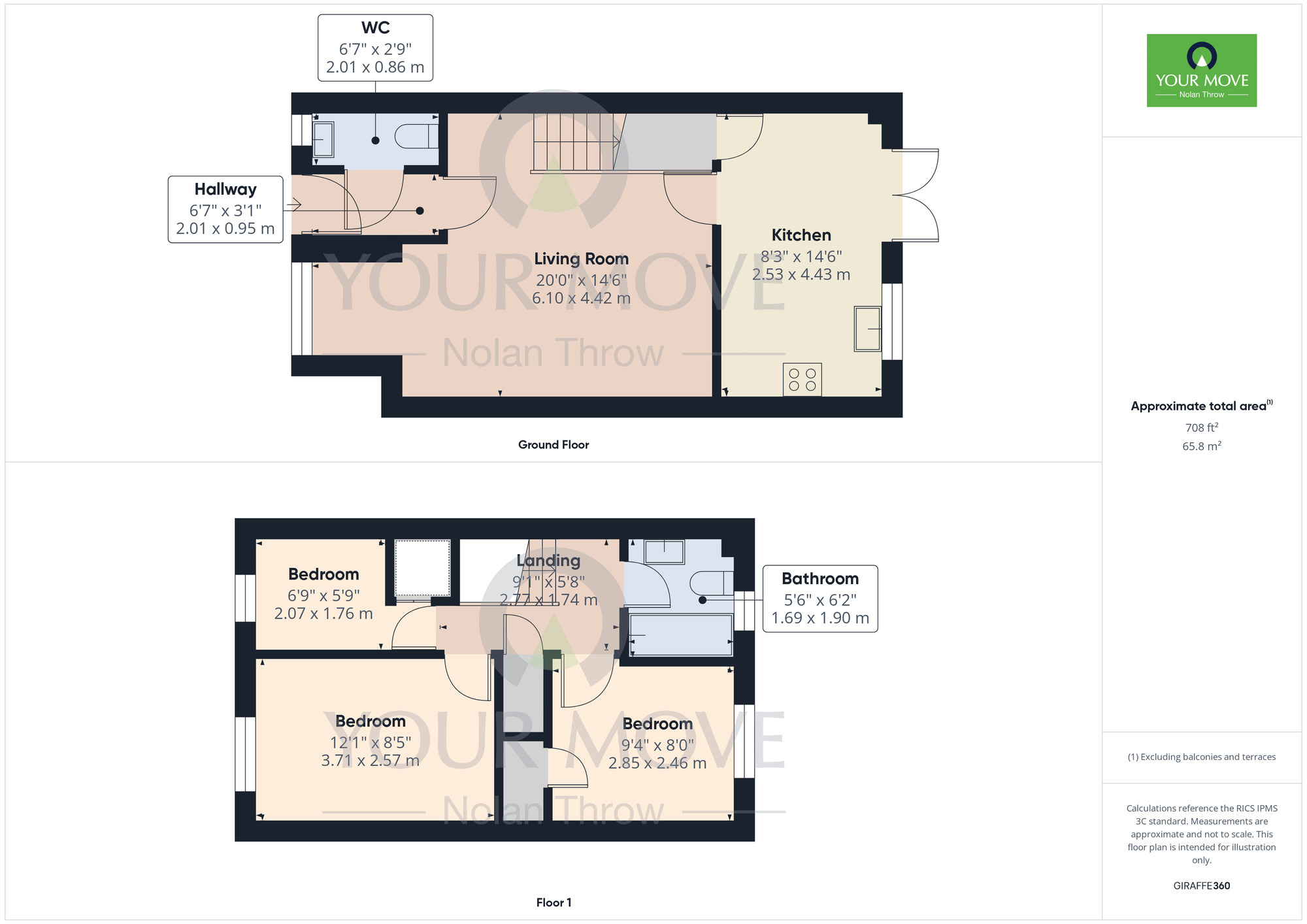 Floorplan of 3 bedroom Semi Detached House for sale, Abbots Close, Kettering, Northamptonshire, NN15