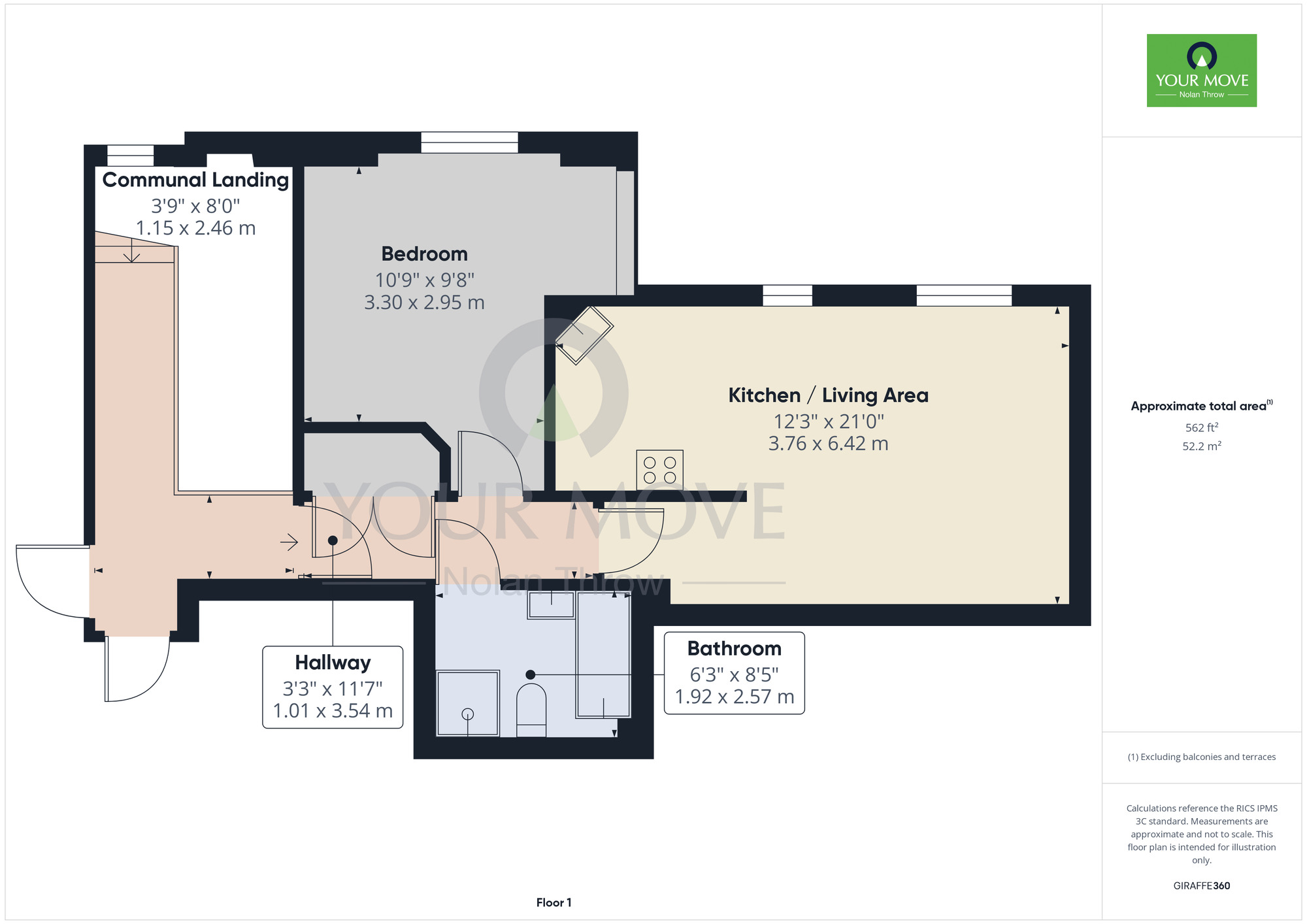 Floorplan of 1 bedroom  Flat for sale, Lahnstein Court, Kettering, Northamptonshire, NN16
