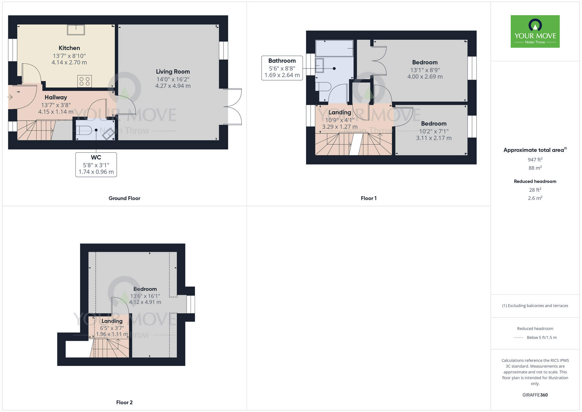 Floorplan of 3 bedroom Semi Detached House for sale, Brasher Drive, Kettering, Northamptonshire, NN15