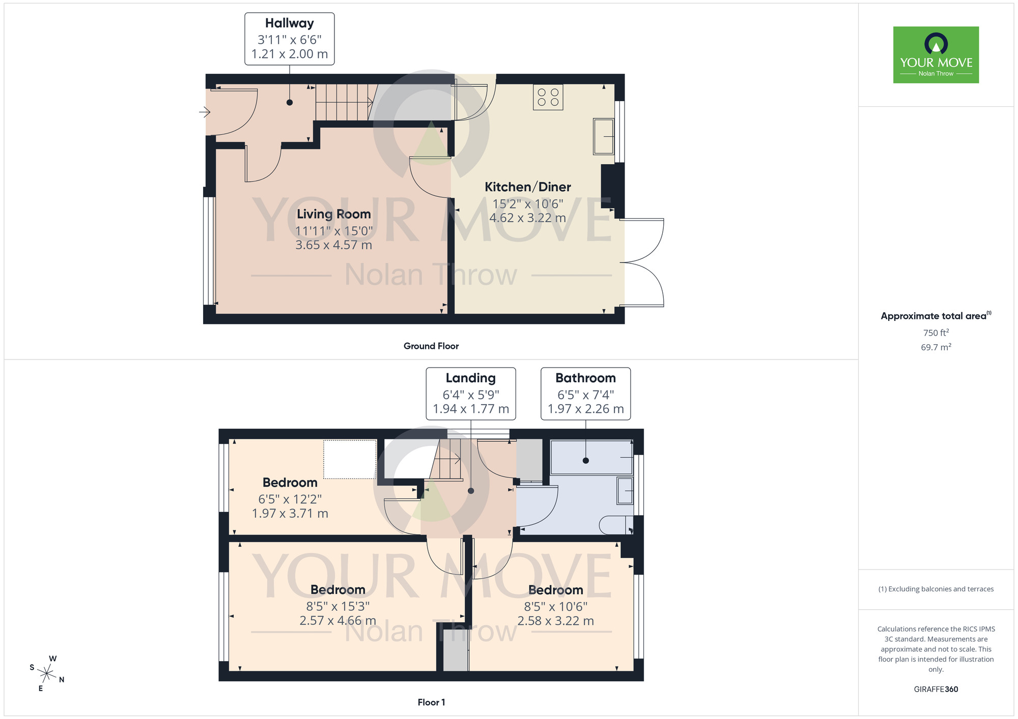 Floorplan of 3 bedroom Detached House for sale, Oakley Drive, Wellingborough, Northamptonshire, NN8