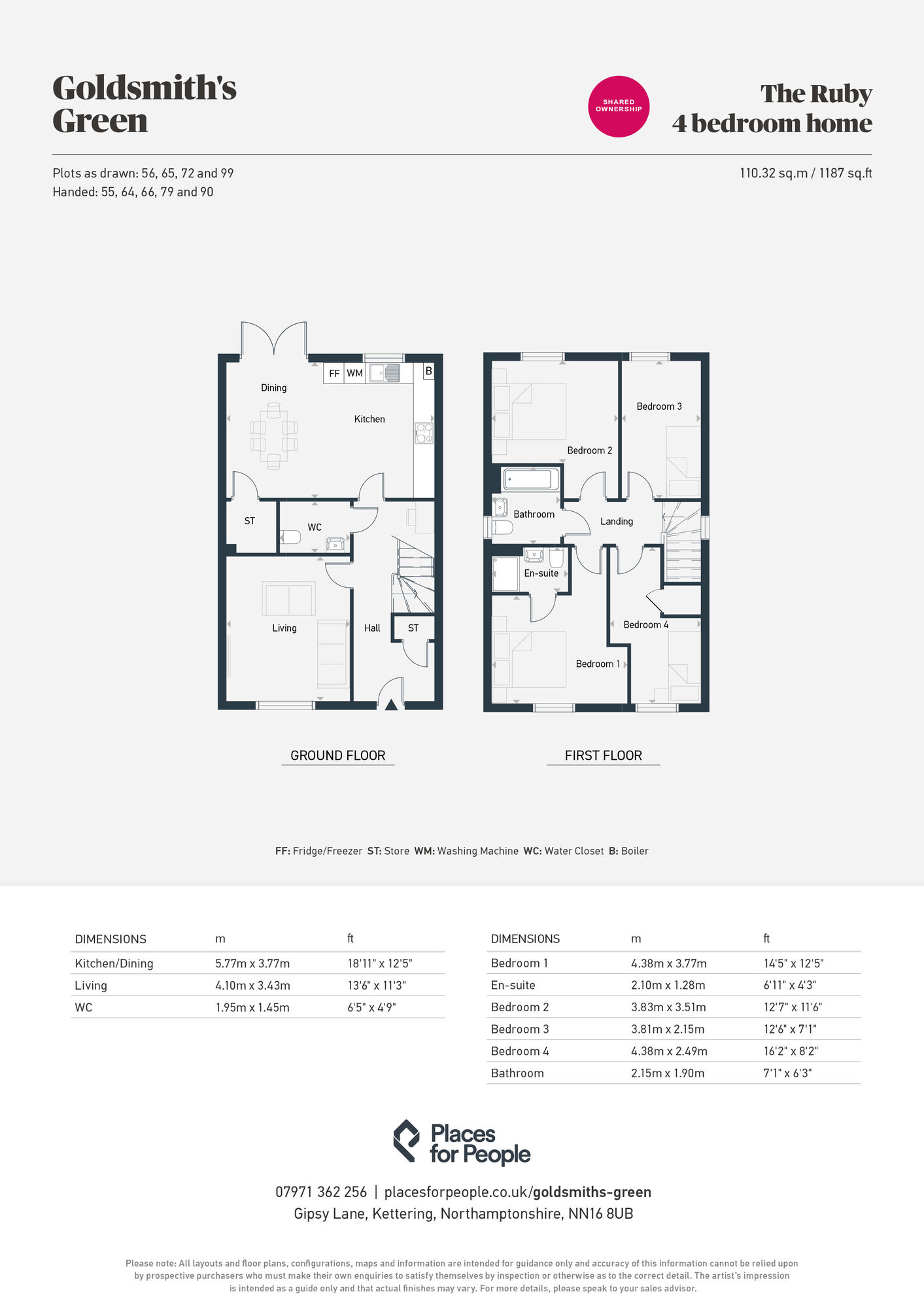 Floorplan of 4 bedroom Detached House for sale, Hadlow Gardens, Kettering, Northamptonshire, NN16