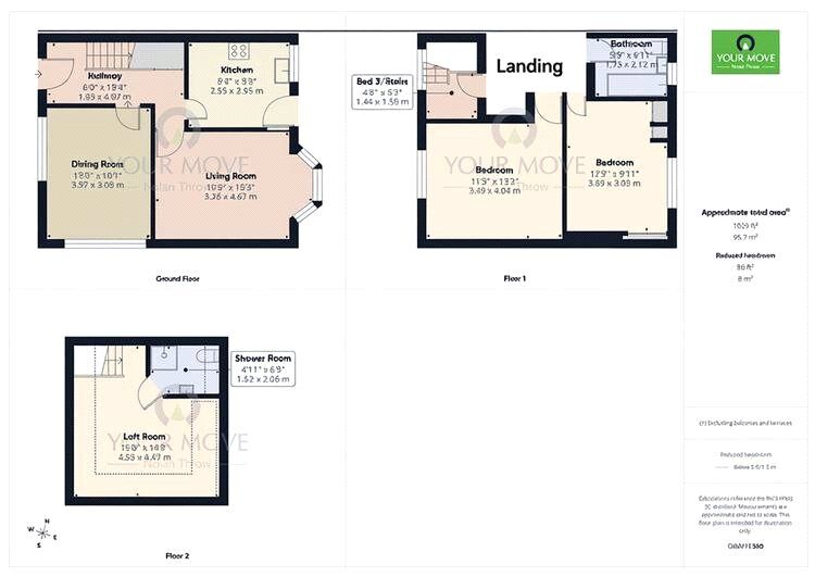 Floorplan of 3 bedroom End Terrace House for sale, Cowper Street, Kettering, Northamptonshire, NN16