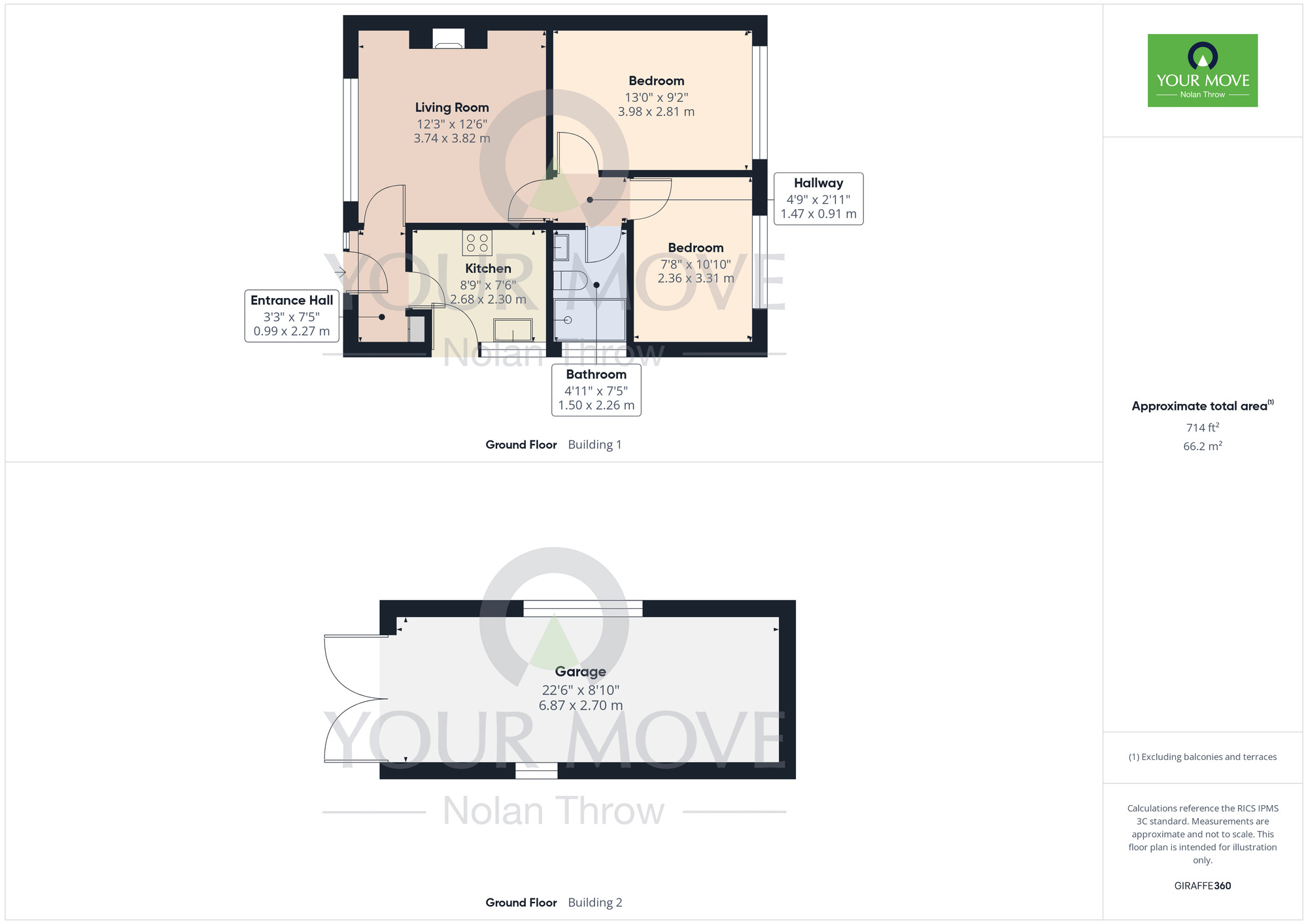 Floorplan of 2 bedroom Semi Detached Bungalow for sale, Severn Way, Kettering, Northamptonshire, NN16
