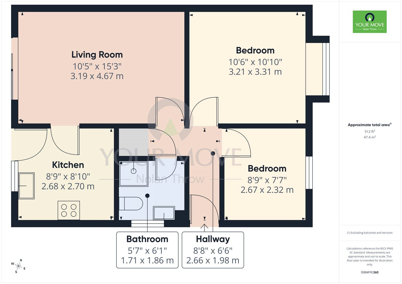 Floorplan of 2 bedroom Bungalow for sale, St. Michaels Gardens, Kettering, Northamptonshire, NN15
