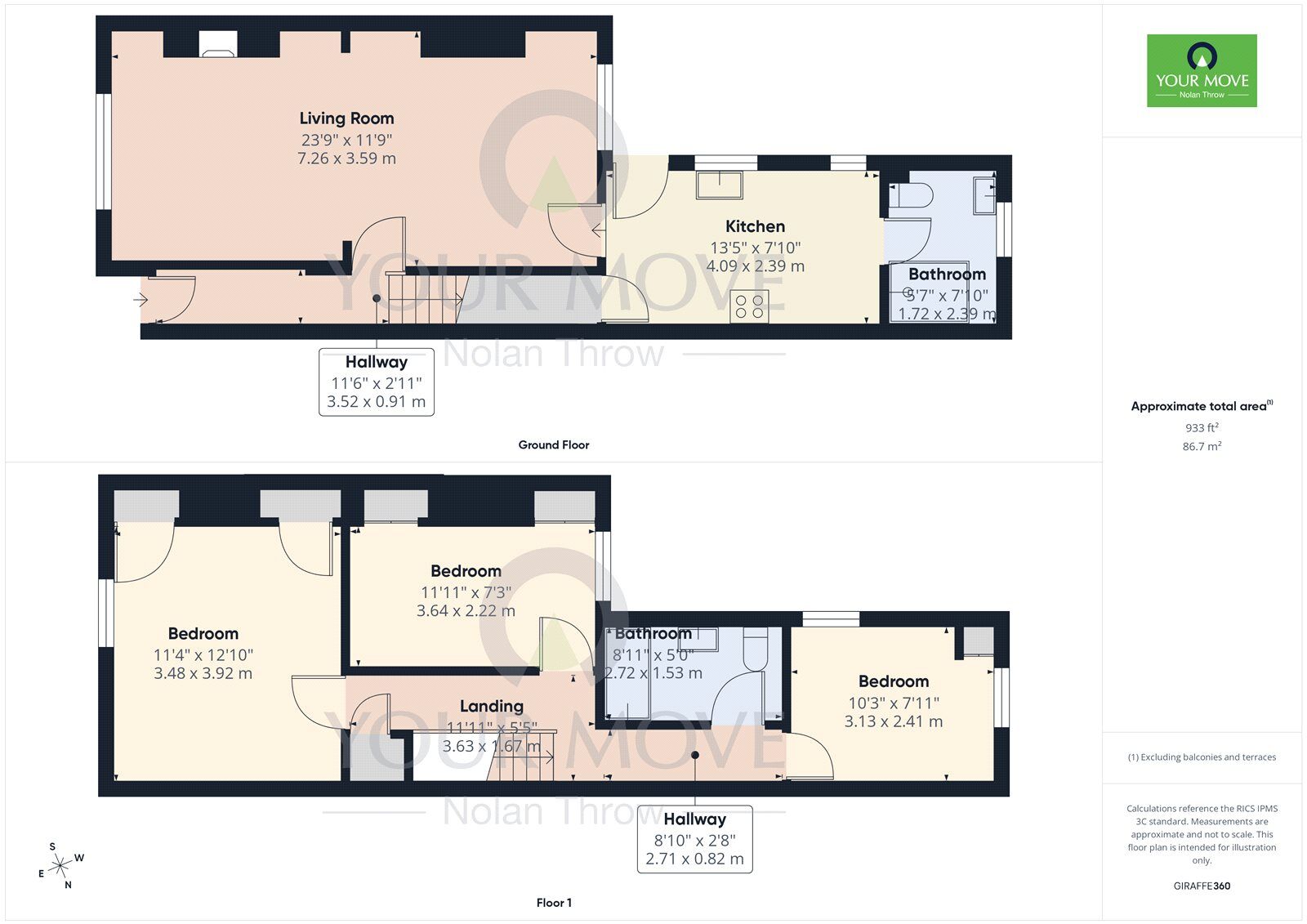 Floorplan of 3 bedroom End Terrace House for sale, Clarence Road, Kettering, Northamptonshire, NN16