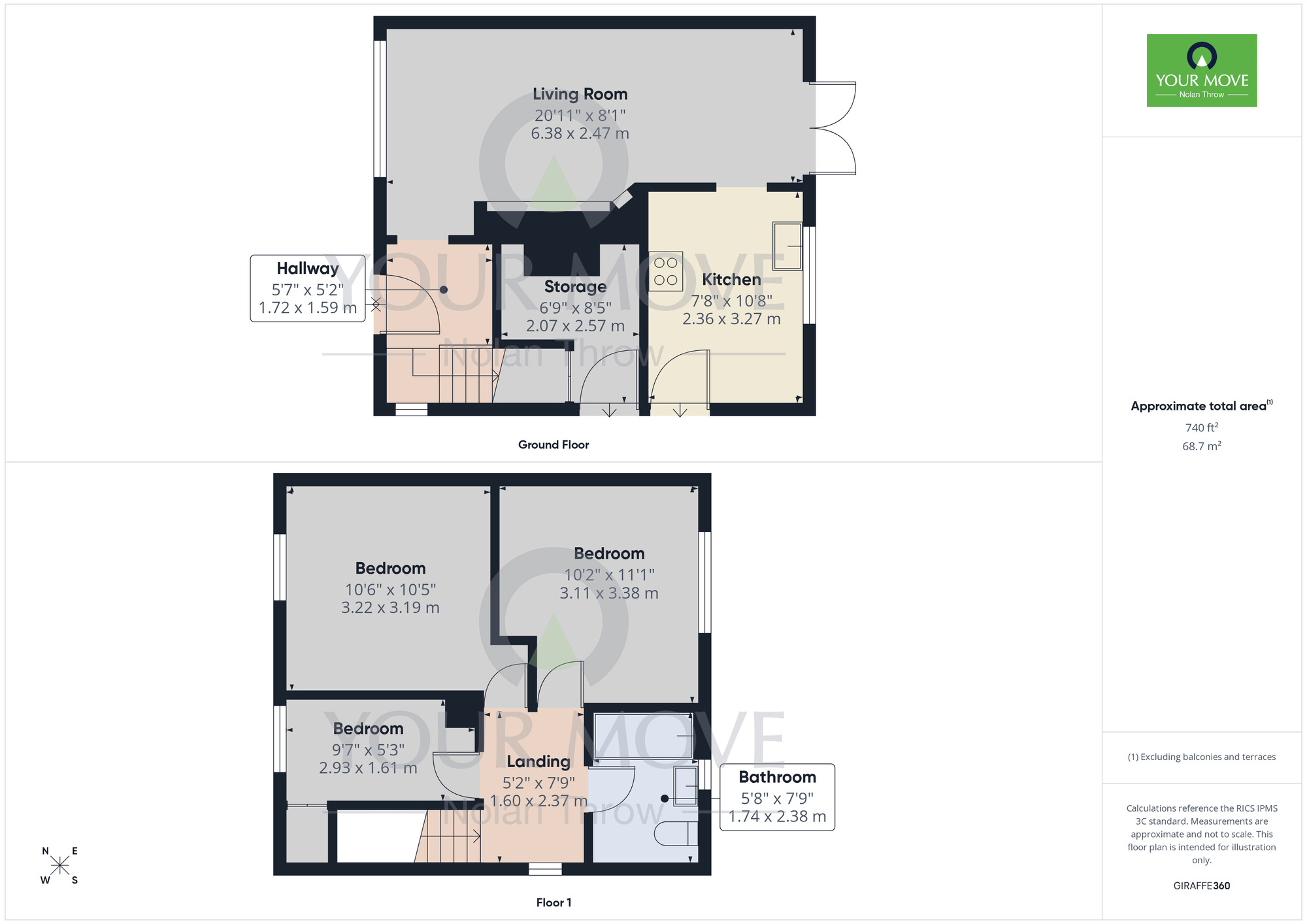 Floorplan of 3 bedroom Semi Detached House for sale, Dahlia Road, Kettering, Northamptonshire, NN16