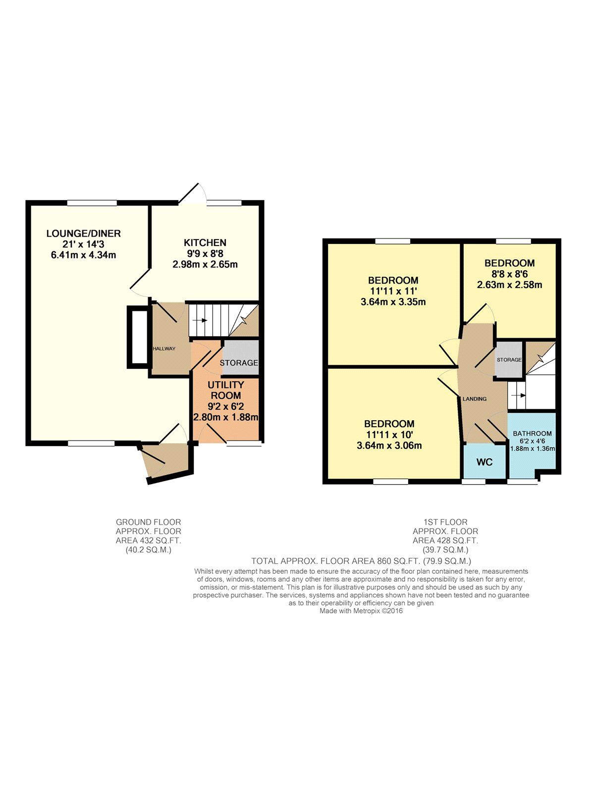 Floorplan of 3 bedroom End Terrace House to rent, Brangwyn Walk, Corby, Northamptonshire, NN18