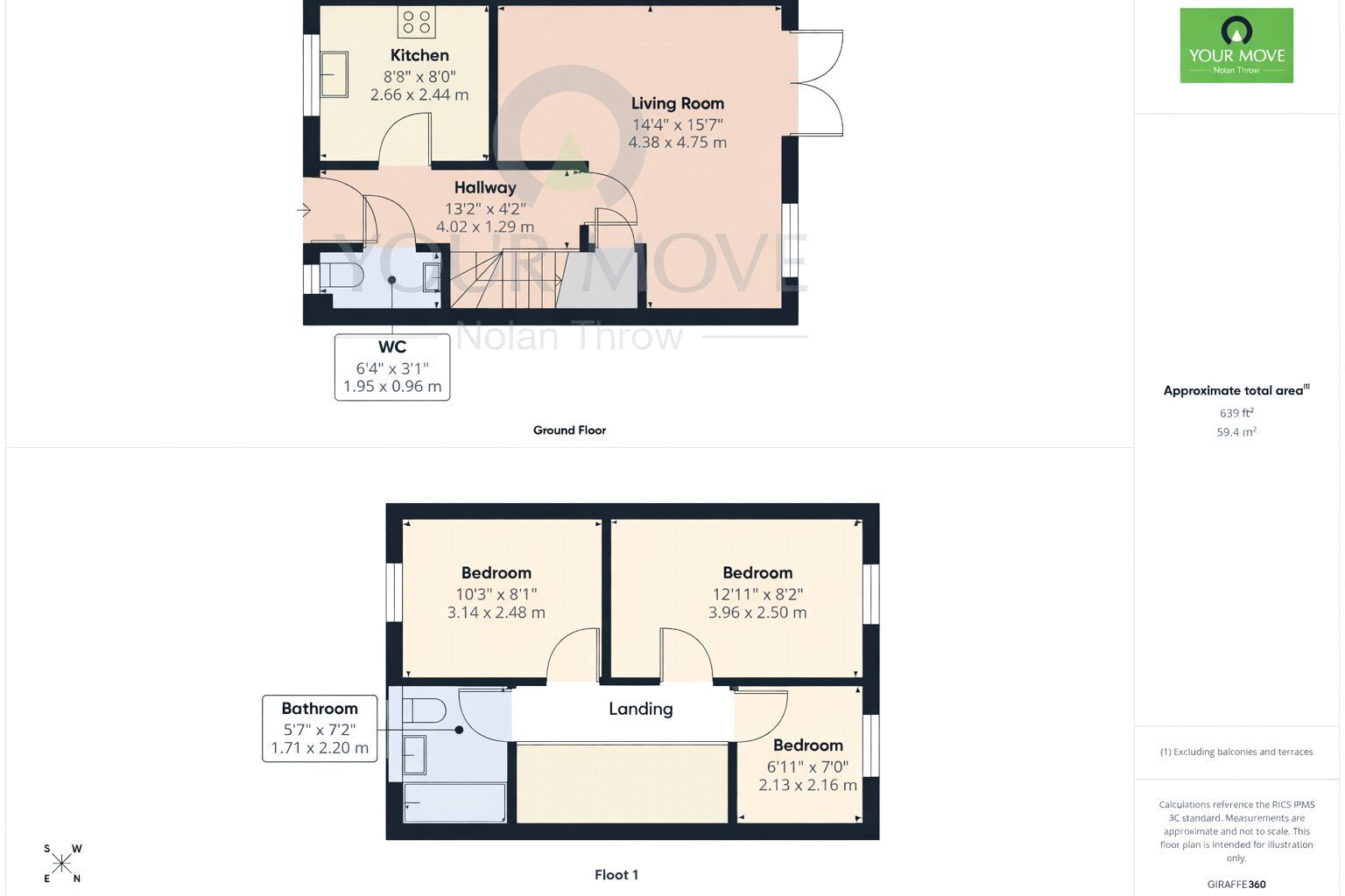 Floorplan of 3 bedroom End Terrace House for sale, Yaffle Crescent, Desborough, Northamptonshire, NN14