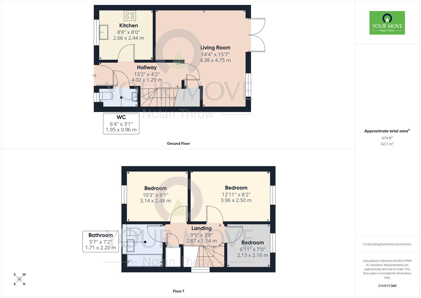 Floorplan of 3 bedroom End Terrace House for sale, Yaffle Crescent, Desborough, Northamptonshire, NN14