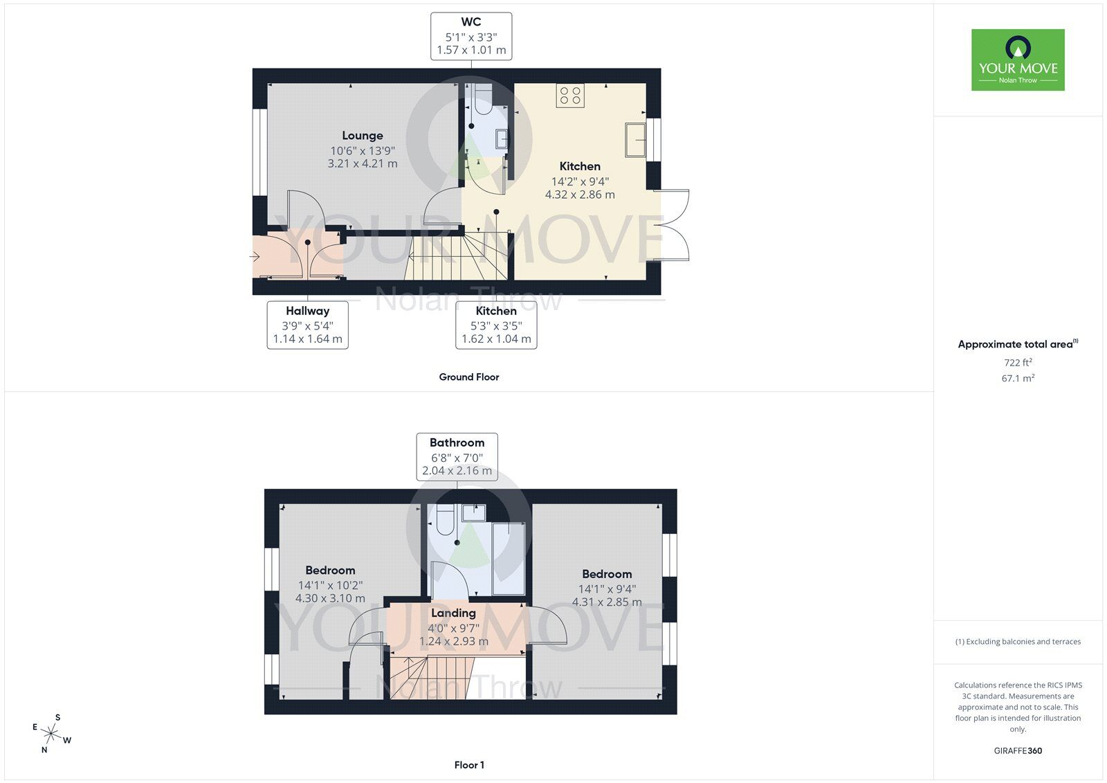 Floorplan of 2 bedroom Semi Detached House to rent, Galena Drive, Wellingborough, Northamptonshire, NN8