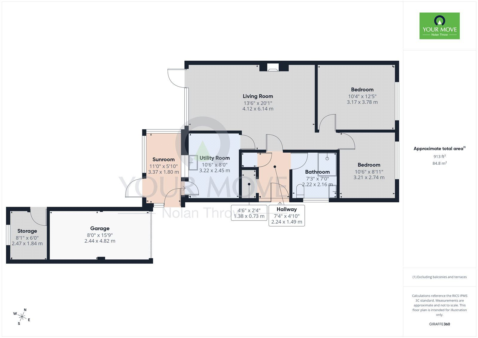 Floorplan of 2 bedroom Detached Bungalow for sale, Browning Avenue, Kettering, Northamptonshire, NN16