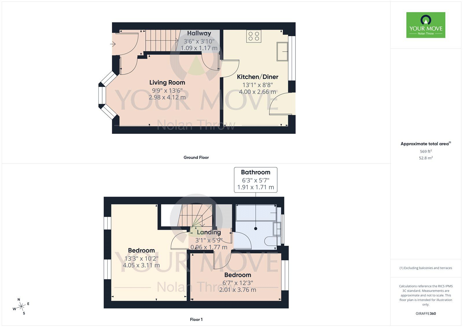 Floorplan of 2 bedroom Semi Detached House for sale, Milton Court, Kettering, Northamptonshire, NN16