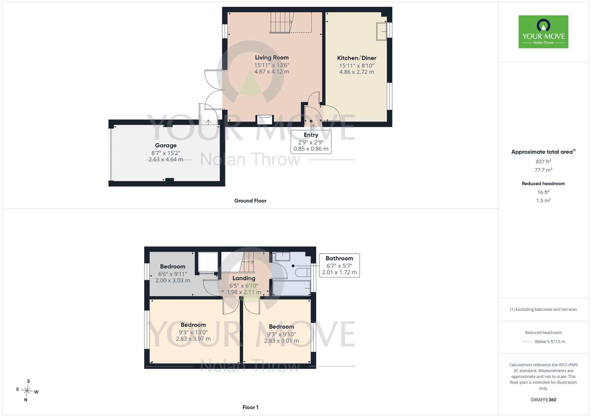 Floorplan of 3 bedroom Semi Detached House for sale, Valley Rise, Desborough, Northamptonshire, NN14