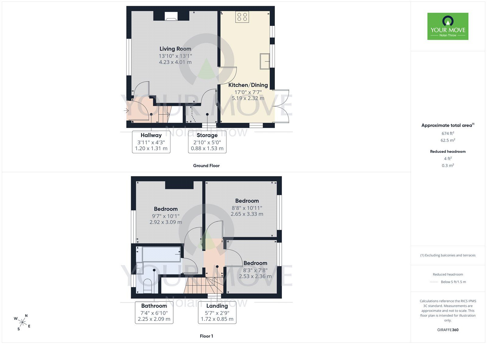Floorplan of 3 bedroom End Terrace House for sale, Linden Avenue, Kettering, Northamptonshire, NN15
