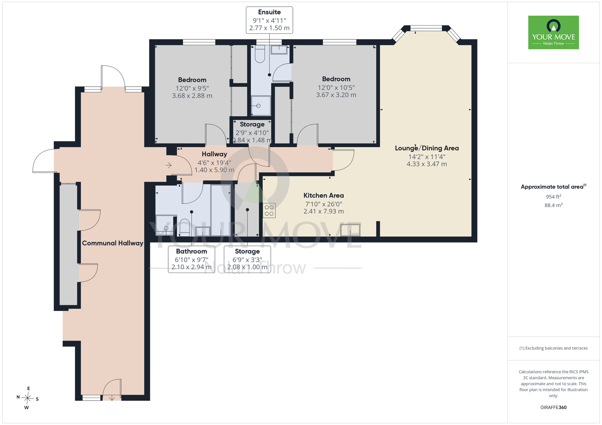 Floorplan of 2 bedroom Flat for sale, Lower Street, Kettering, Northamptonshire, NN16