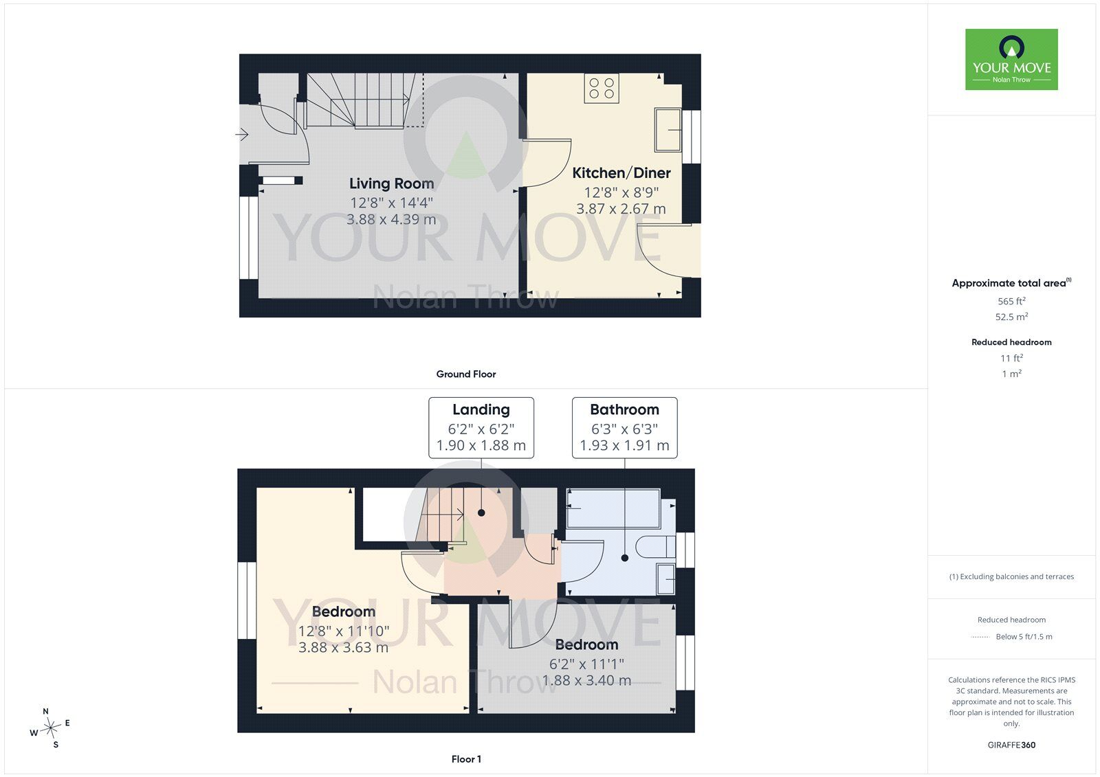 Floorplan of 2 bedroom Semi Detached House for sale, Carsington Close, Kettering, Northamptonshire, NN16