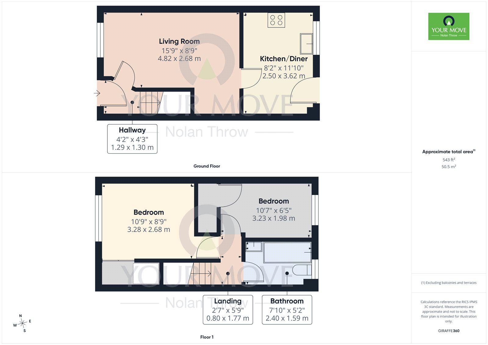 Floorplan of 2 bedroom Mid Terrace House for sale, St. Bernards Court, Kettering, Northamptonshire, NN15