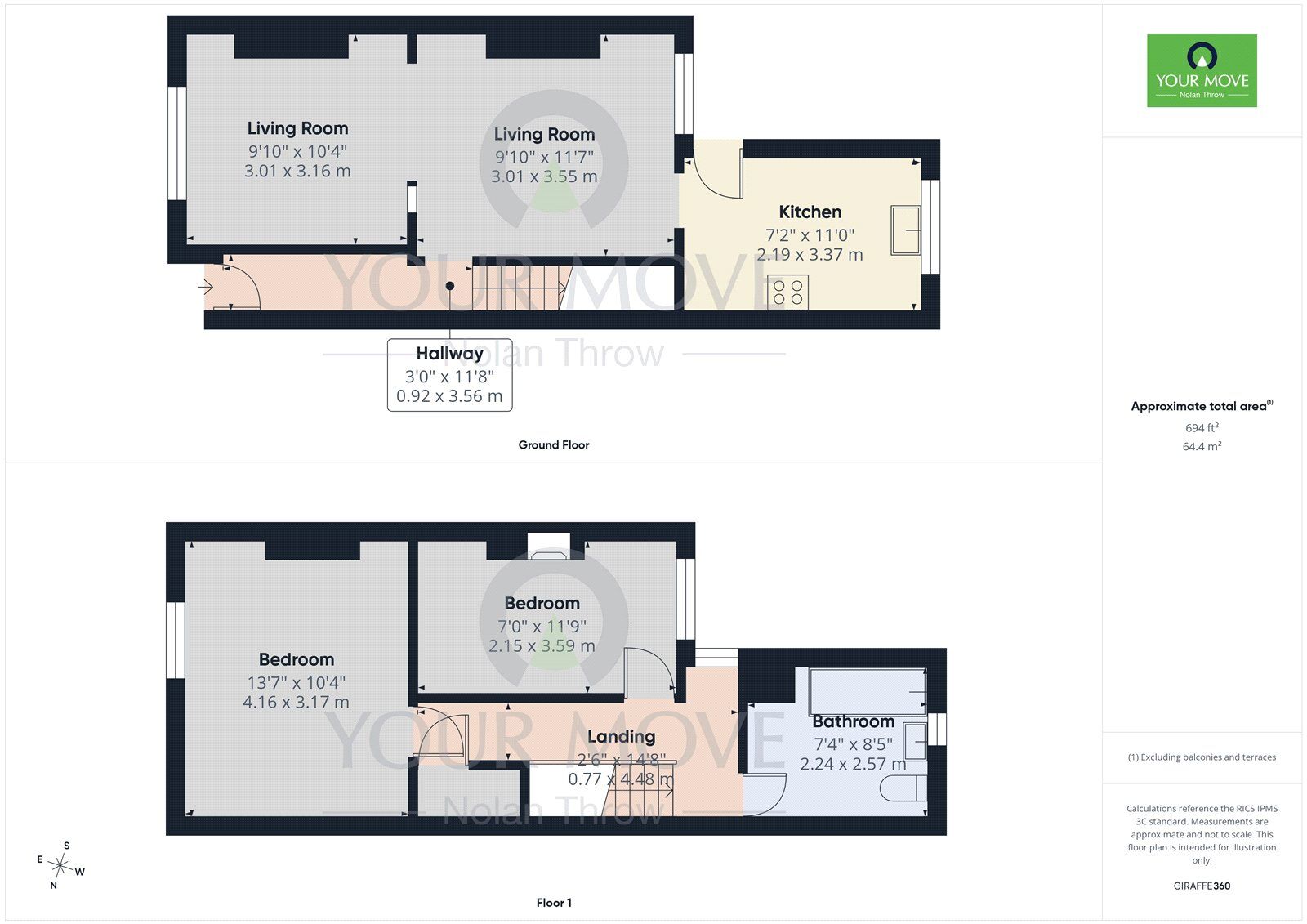 Floorplan of 2 bedroom End Terrace House for sale, Edgell Street, Kettering, Northamptonshire, NN16