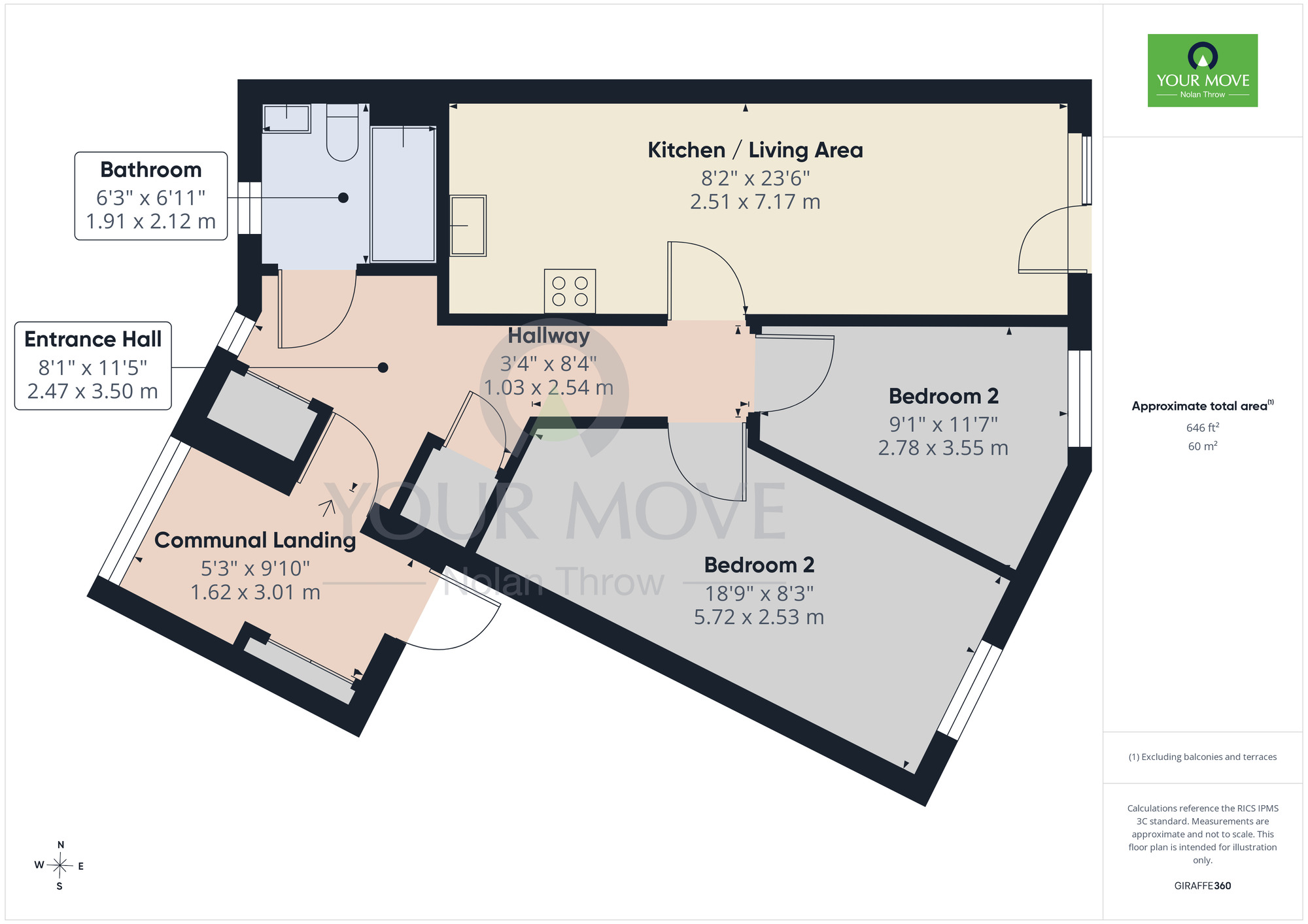 Floorplan of 2 bedroom Flat for sale, Poppy Fields, Kettering, Northamptonshire, NN16