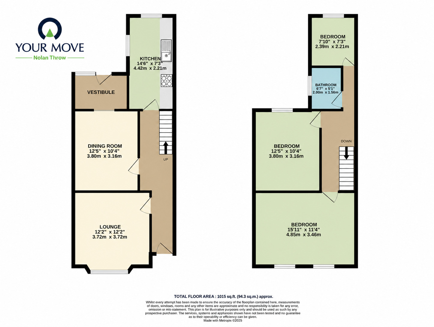 Floorplan of 3 bedroom Mid Terrace House to rent, Upper Havelock Street, Wellingborough, Northamptonshire, NN8