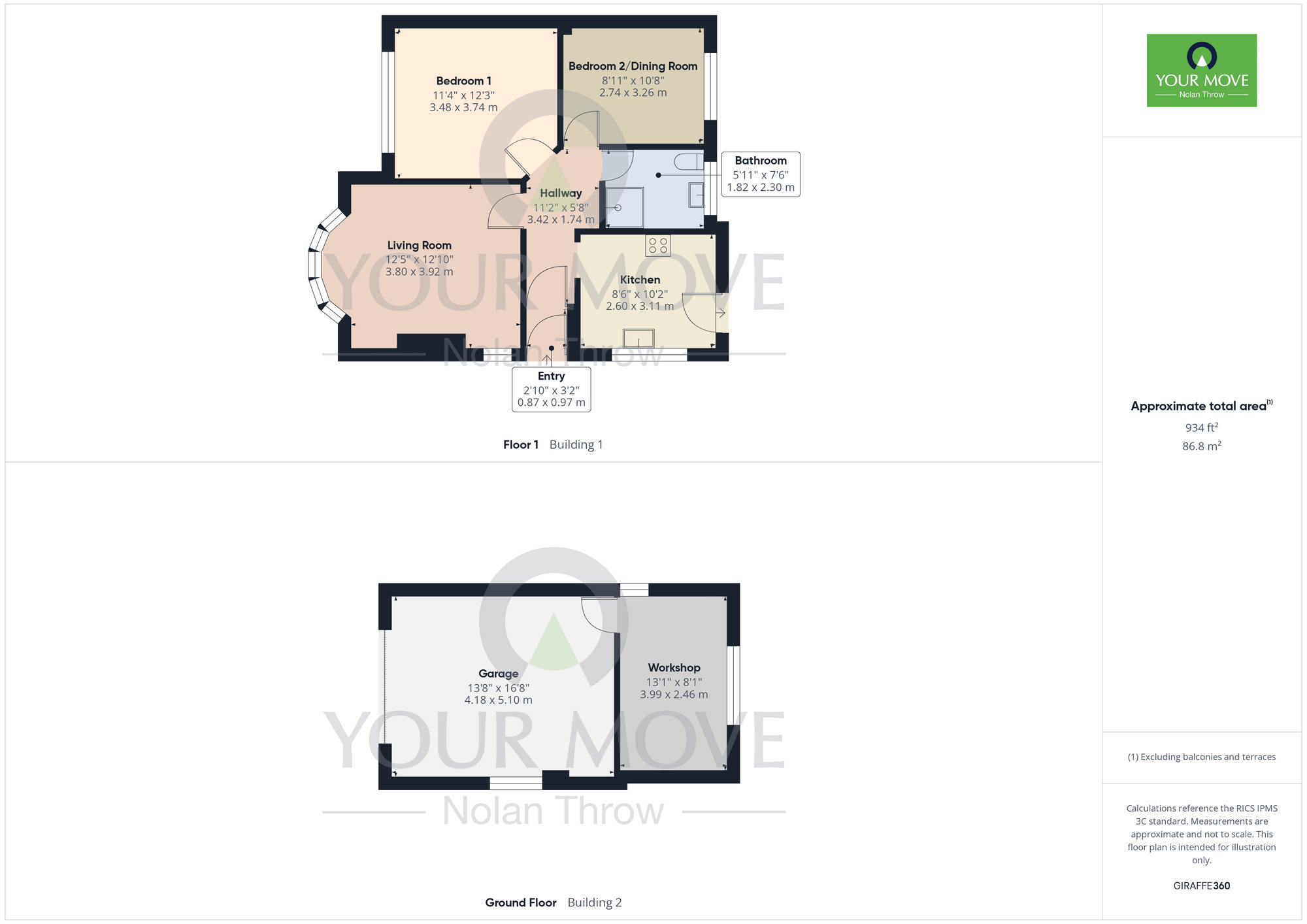 Floorplan of 2 bedroom Semi Detached Bungalow for sale, The Pyghtle, Wellingborough, Northamptonshire, NN8