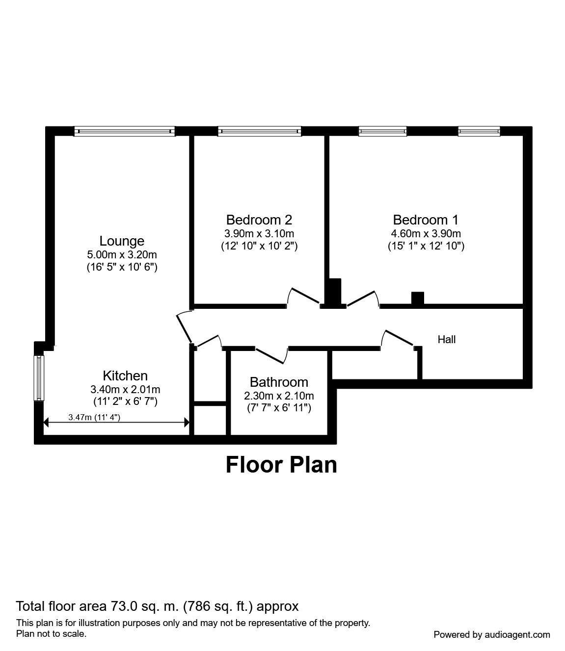 Floorplan of 1 bedroom  Flat to rent, Parkwood Rise, Keighley, West Yorkshire, BD21