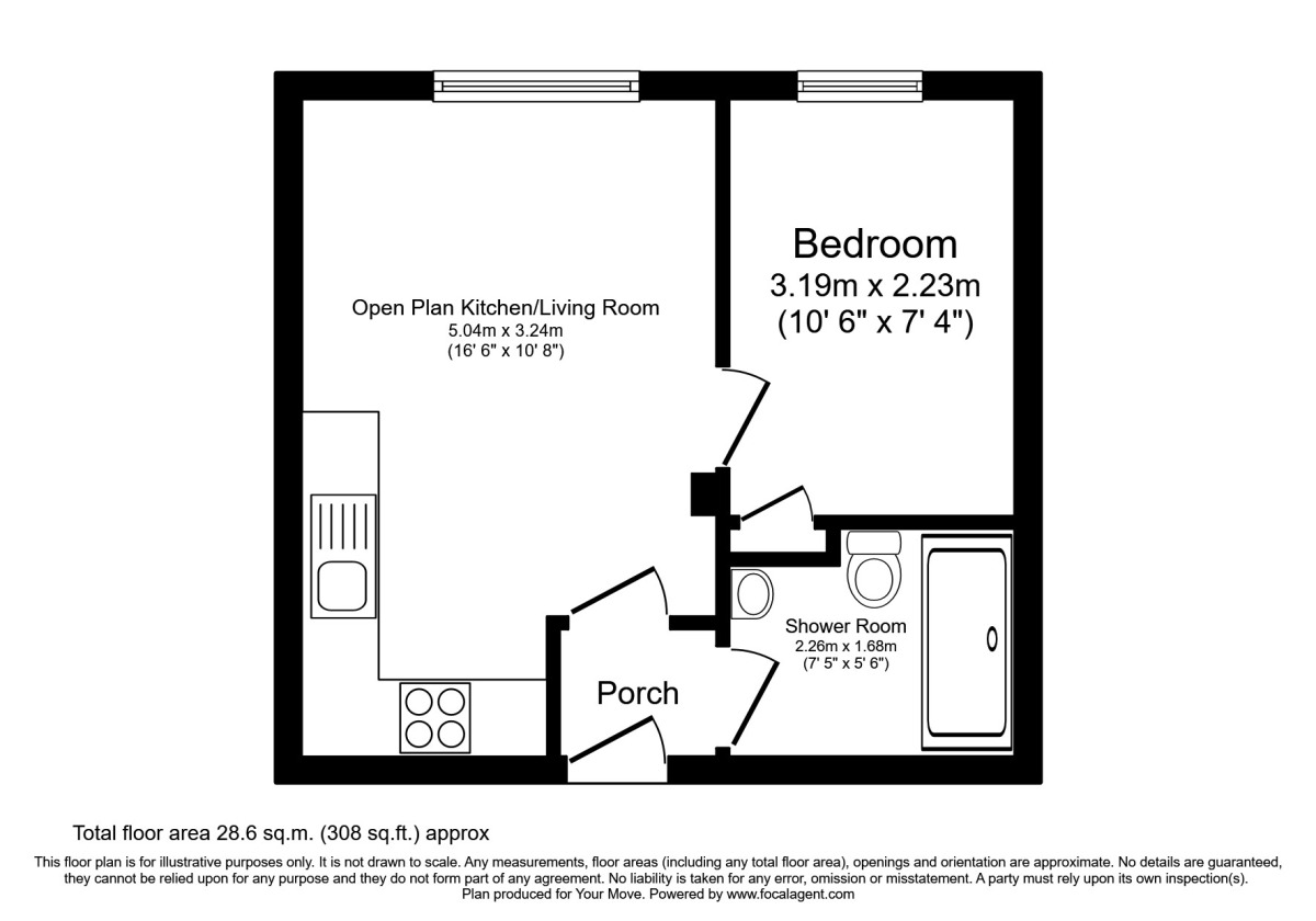 Floorplan of 1 bedroom Flat to rent, Parkwood Rise, Keighley, West Yorkshire, BD21