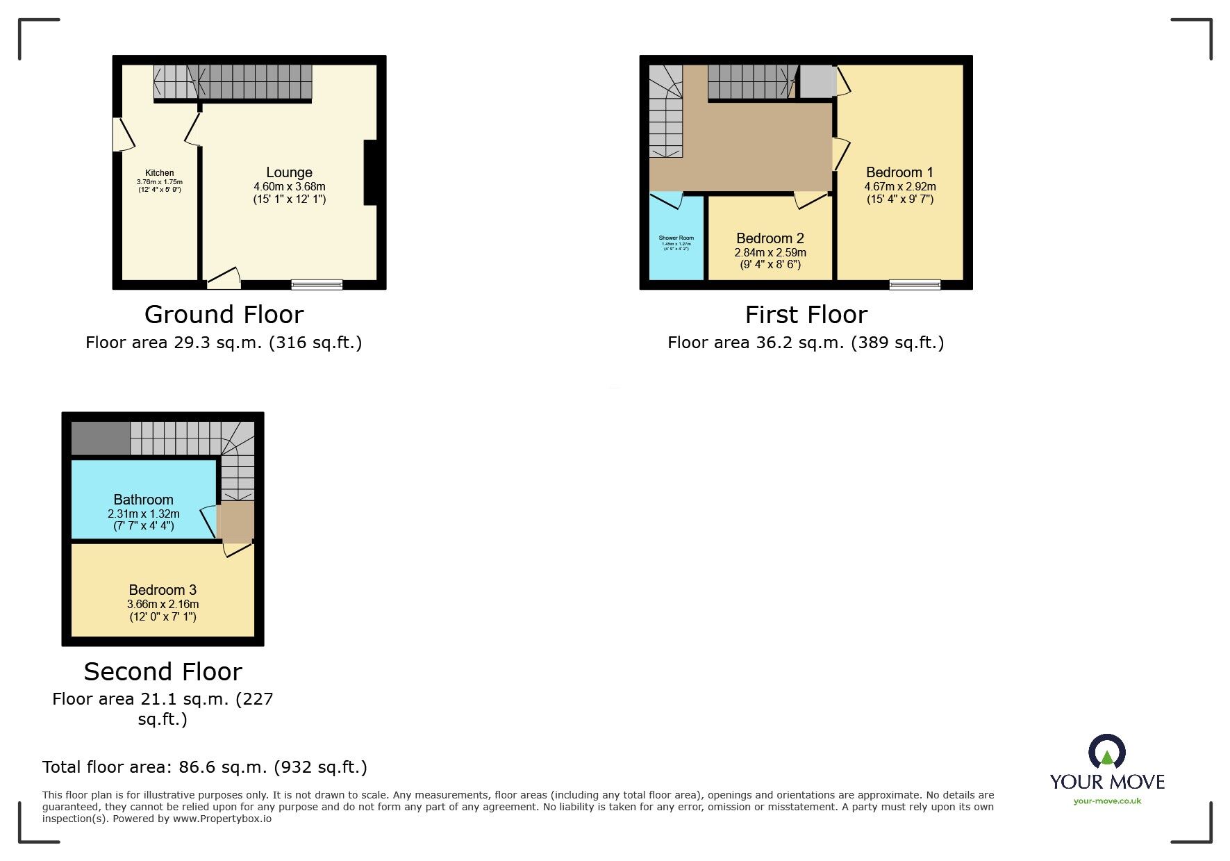 Floorplan of 3 bedroom End Terrace House to rent, Cartmel Road, Keighley, West Yorkshire, BD21