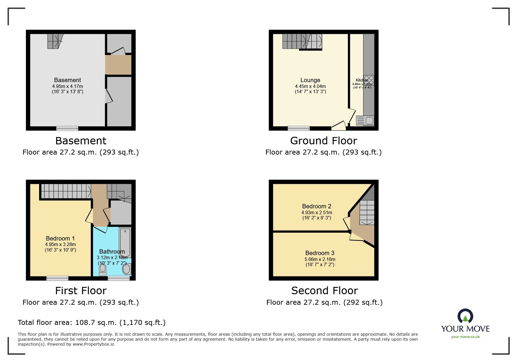 Floorplan of 3 bedroom End Terrace House to rent, Cartmel Road, Keighley, West Yorkshire, BD21