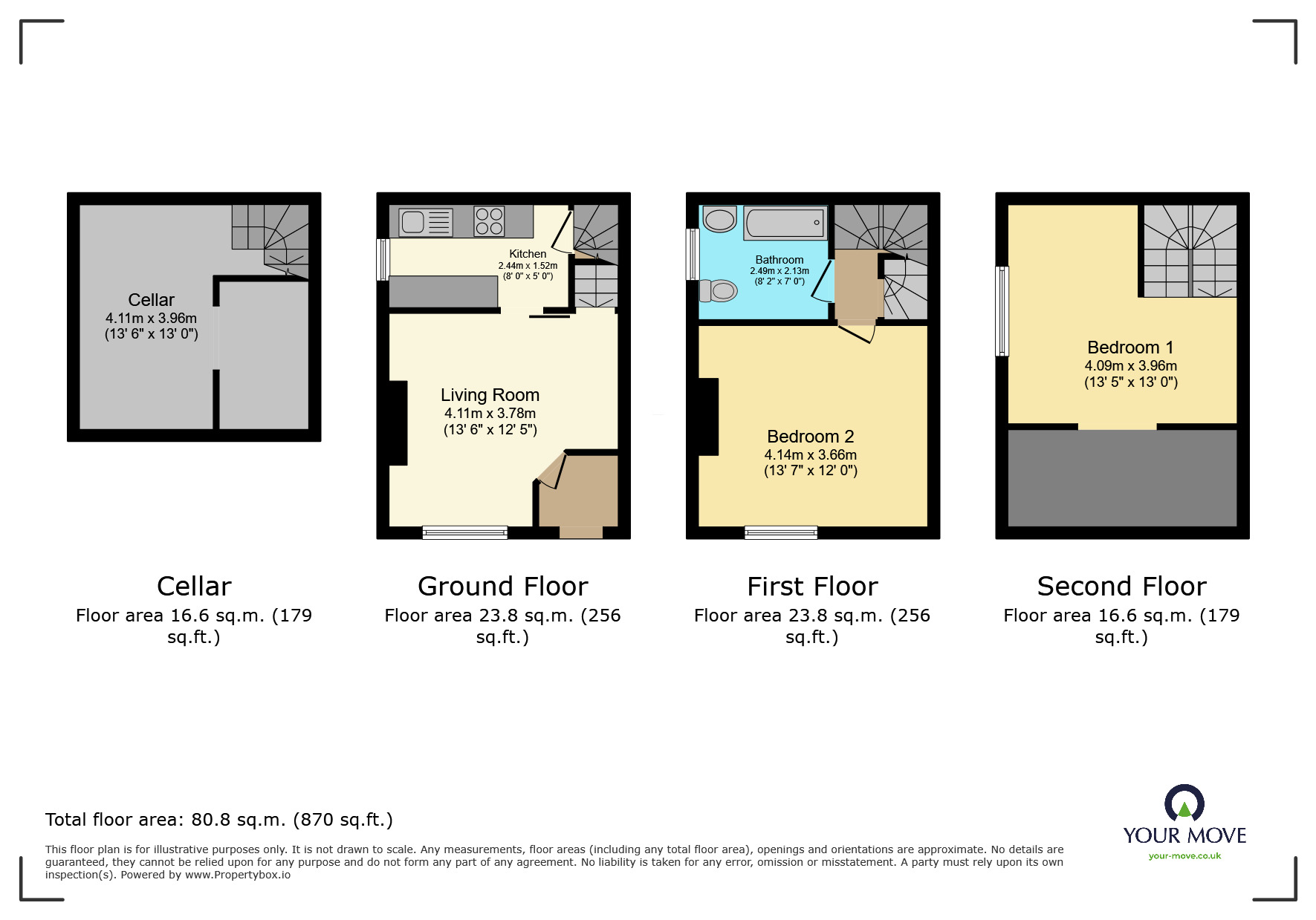 Floorplan of 2 bedroom Mid Terrace House for sale, Second Avenue, Keighley, West Yorkshire, BD21