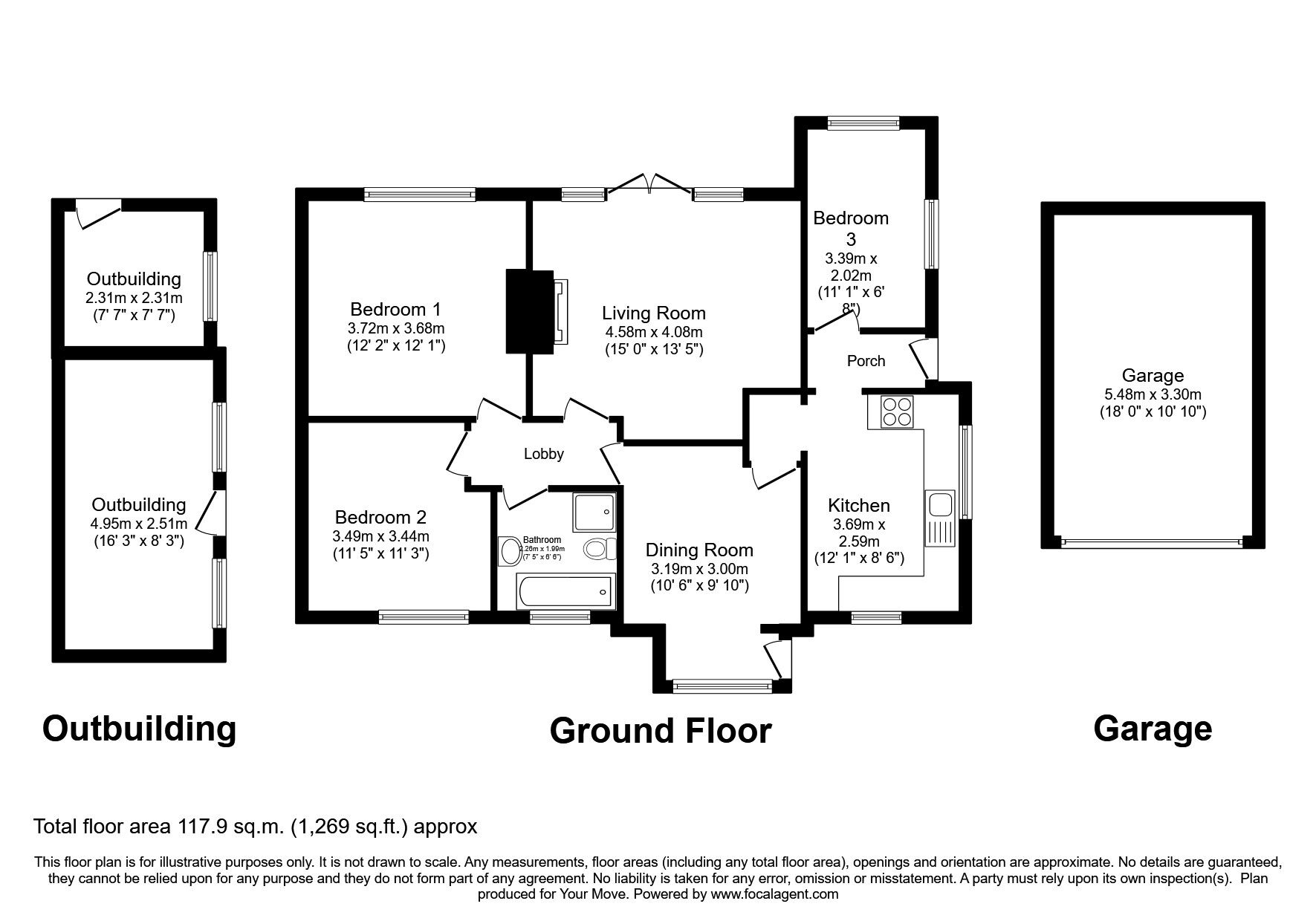 Floorplan of 3 bedroom Detached Bungalow for sale, Spring Avenue, Keighley, West Yorkshire, BD21