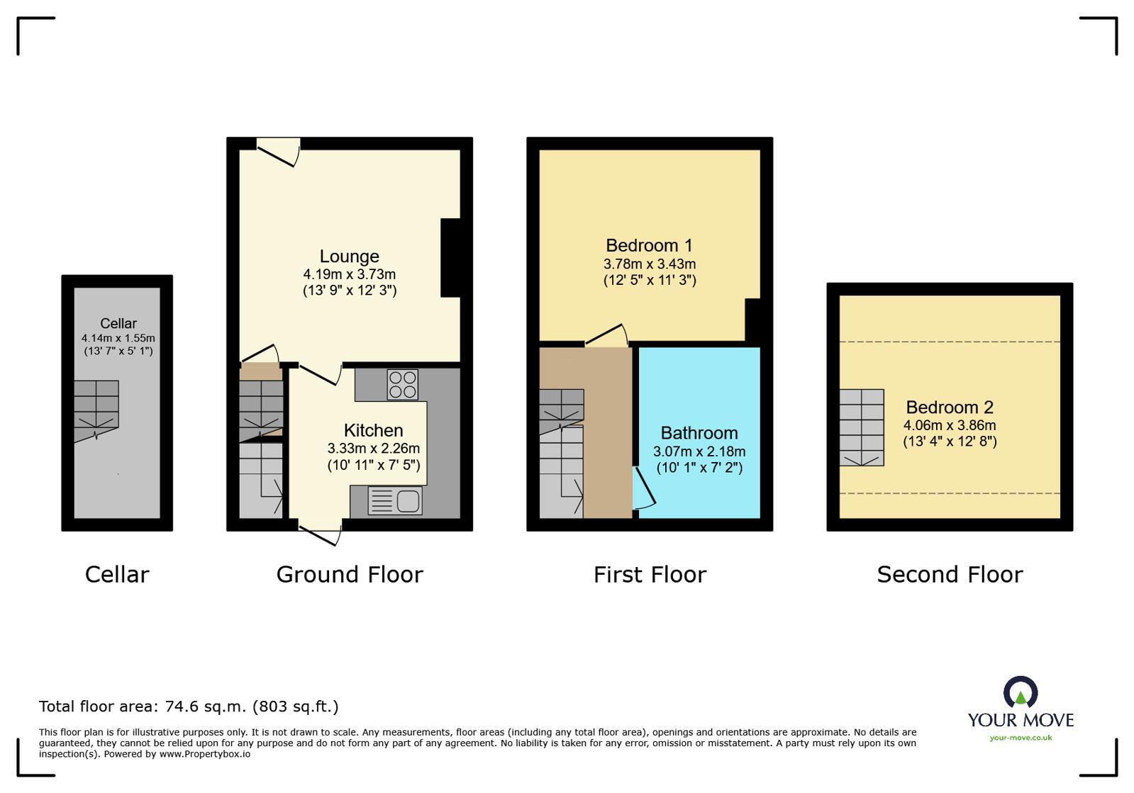 Floorplan of 2 bedroom Mid Terrace House to rent, Nashville Road, Keighley, West Yorkshire, BD22