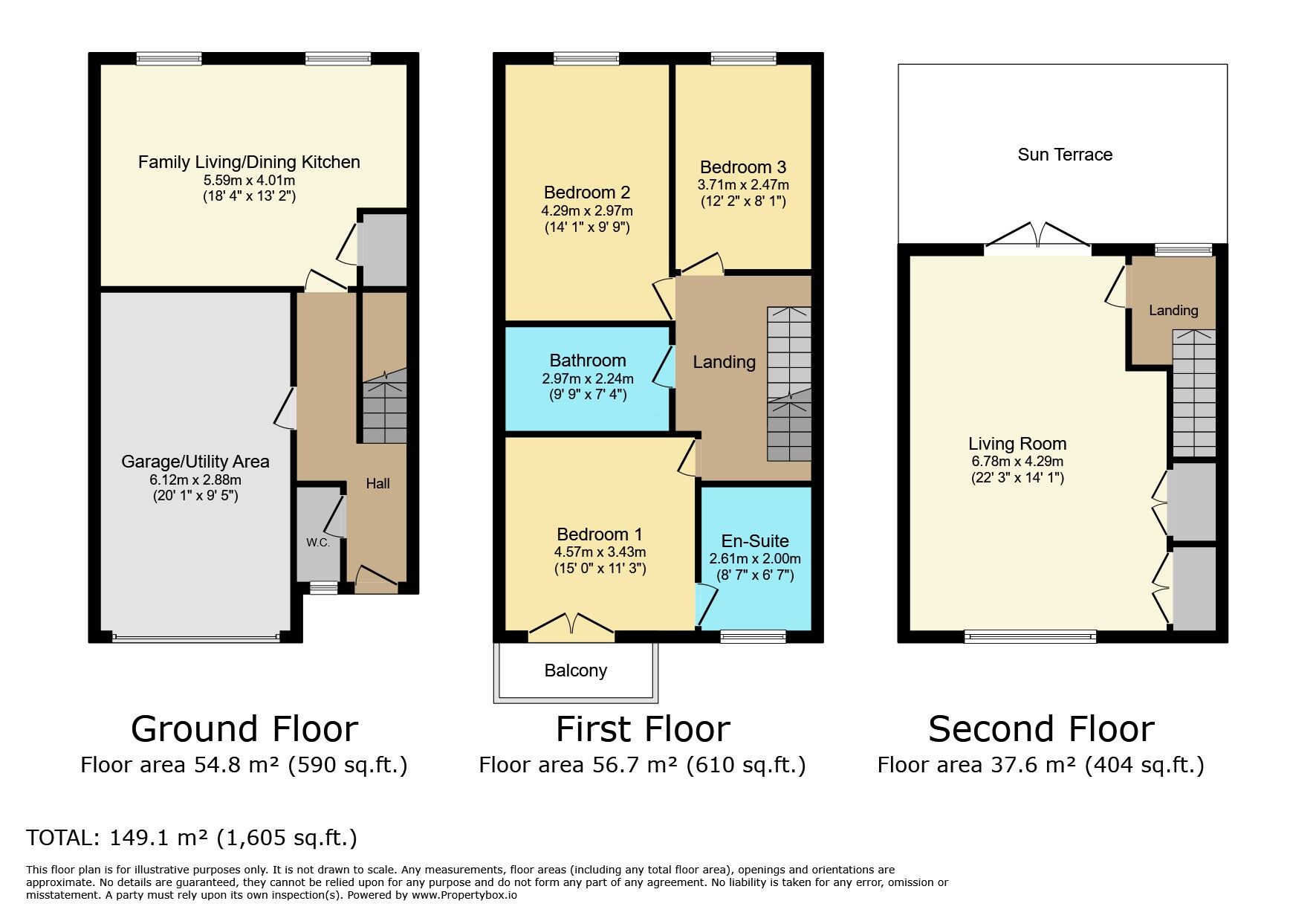 Floorplan of 3 bedroom Mid Terrace House for sale, River View, Haworth, West Yorkshire, BD22