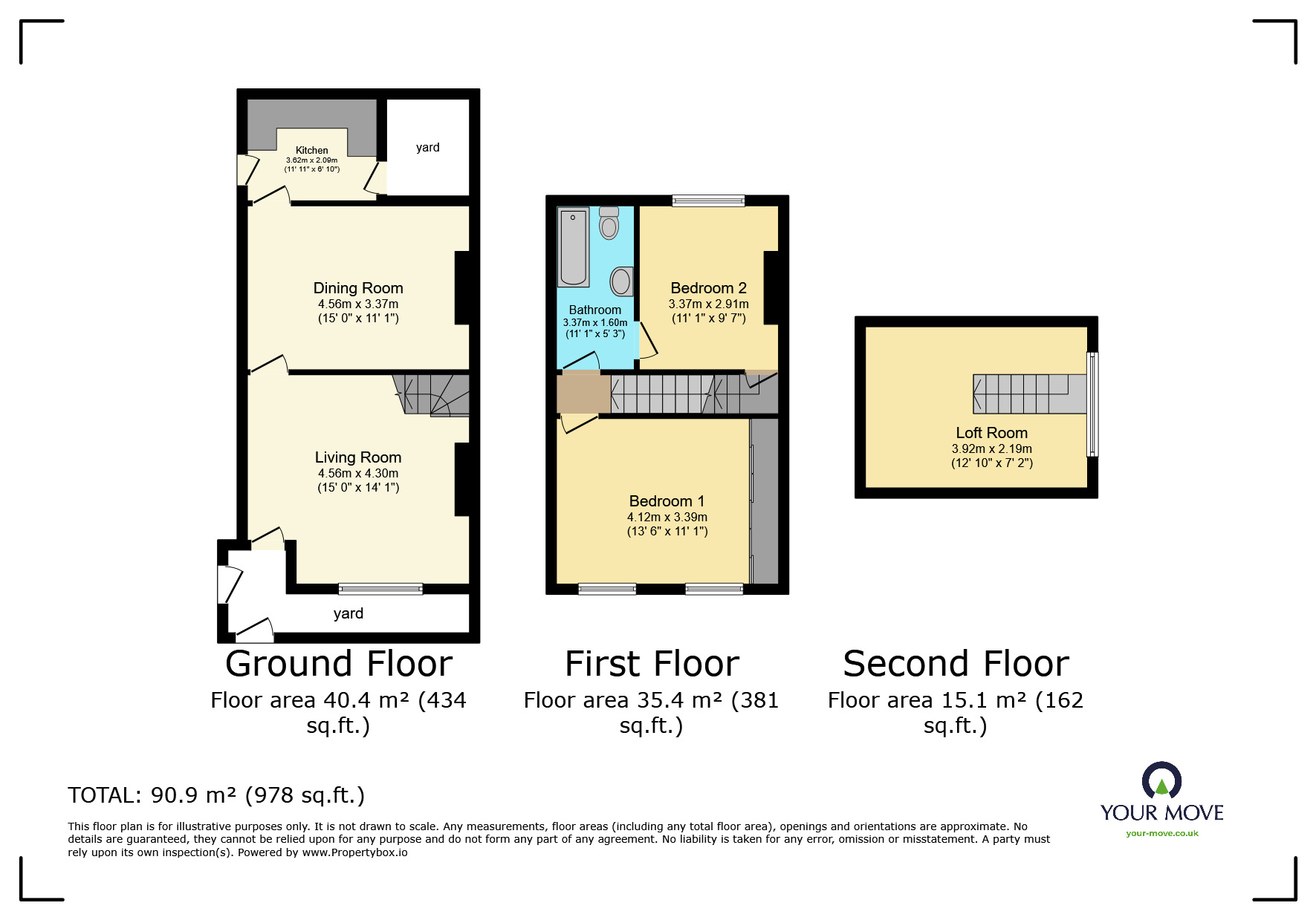 Floorplan of 2 bedroom End Terrace House to rent, Goulbourne Street, Keighley, West Yorkshire, BD21