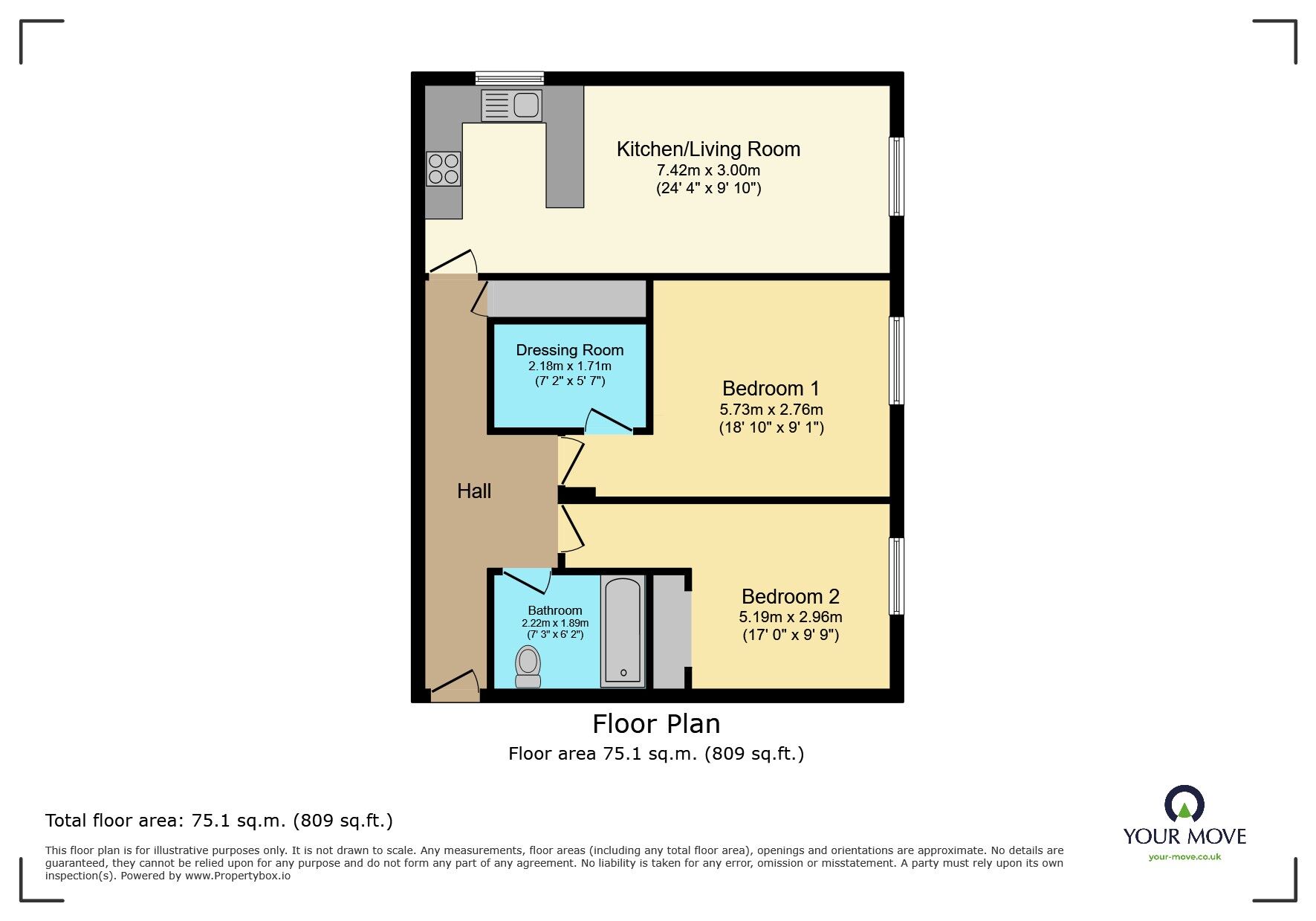 Floorplan of 2 bedroom  Flat for sale, Canal Road, Riddlesden, West Yorkshire, BD20