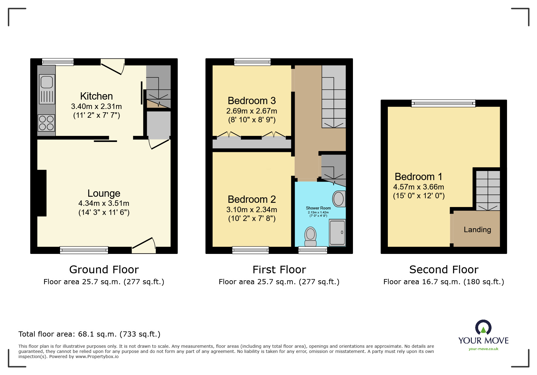 Floorplan of 3 bedroom Mid Terrace House for sale, Rawling Street, Keighley, West Yorkshire, BD21