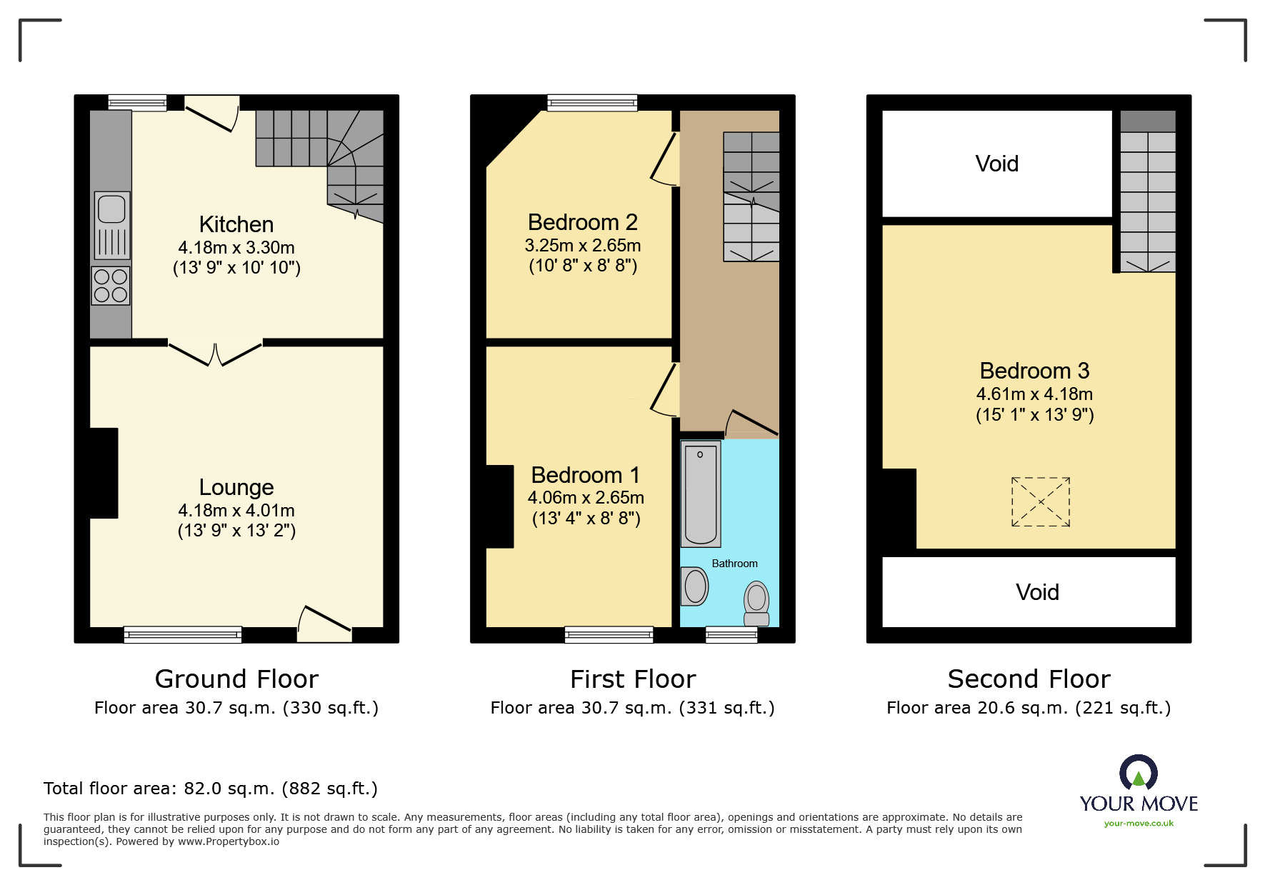 Floorplan of 3 bedroom Mid Terrace House for sale, Park Avenue, Oakworth, West Yorkshire, BD22