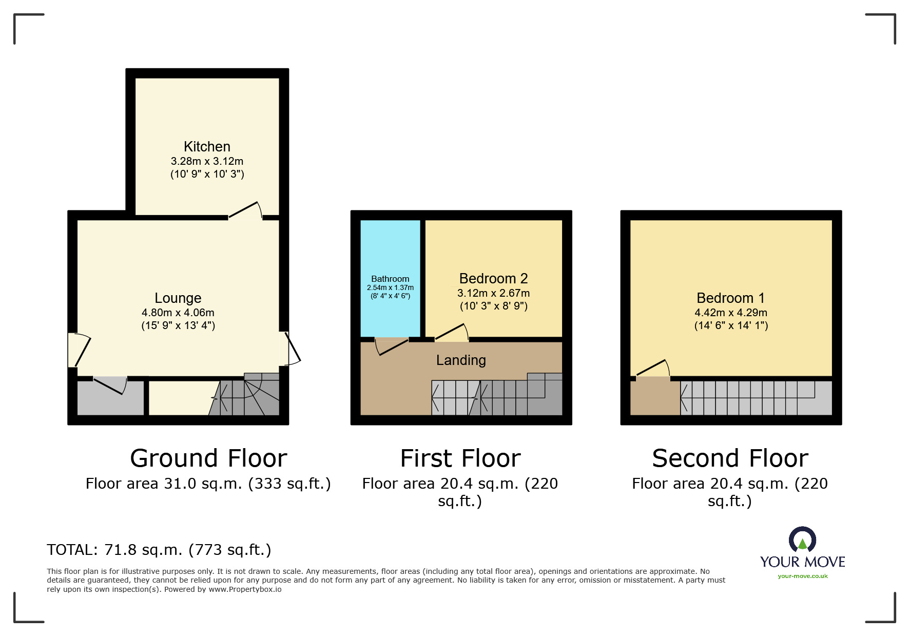 Floorplan of 2 bedroom End Terrace Property to rent, Vale Mill Lane, Haworth, West Yorkshire, BD22