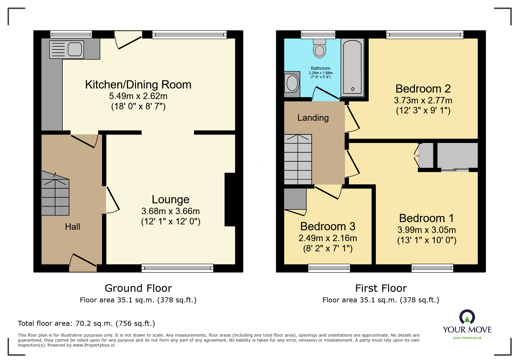 Floorplan of 3 bedroom Mid Terrace House for sale, Midway Avenue, Bingley, BD16