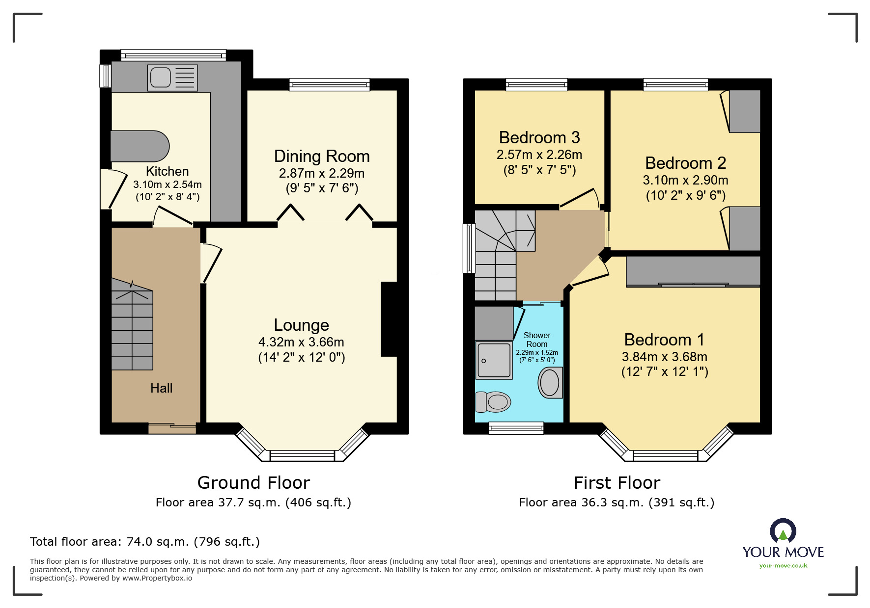 Floorplan of 3 bedroom Semi Detached House for sale, Fell Grove, Keighley, West Yorkshire, BD22