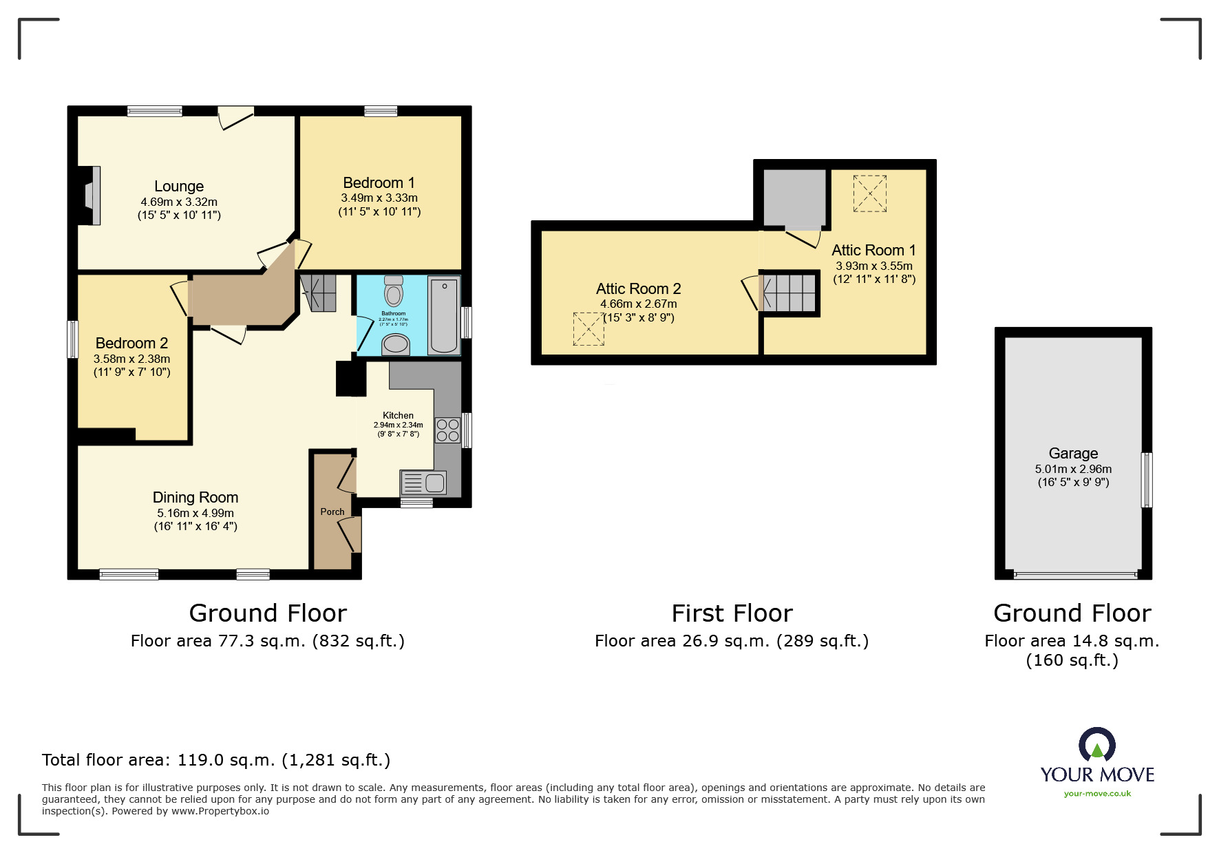 Floorplan of 2 bedroom Detached House for sale, Hill Top Road, Hainworth, West Yorkshire, BD21