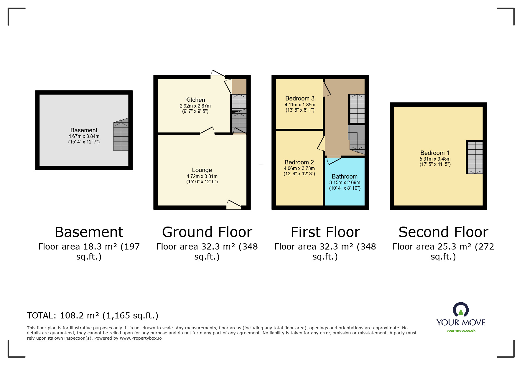 Floorplan of 3 bedroom Mid Terrace House to rent, Spencer Street, Keighley, West Yorkshire, BD21