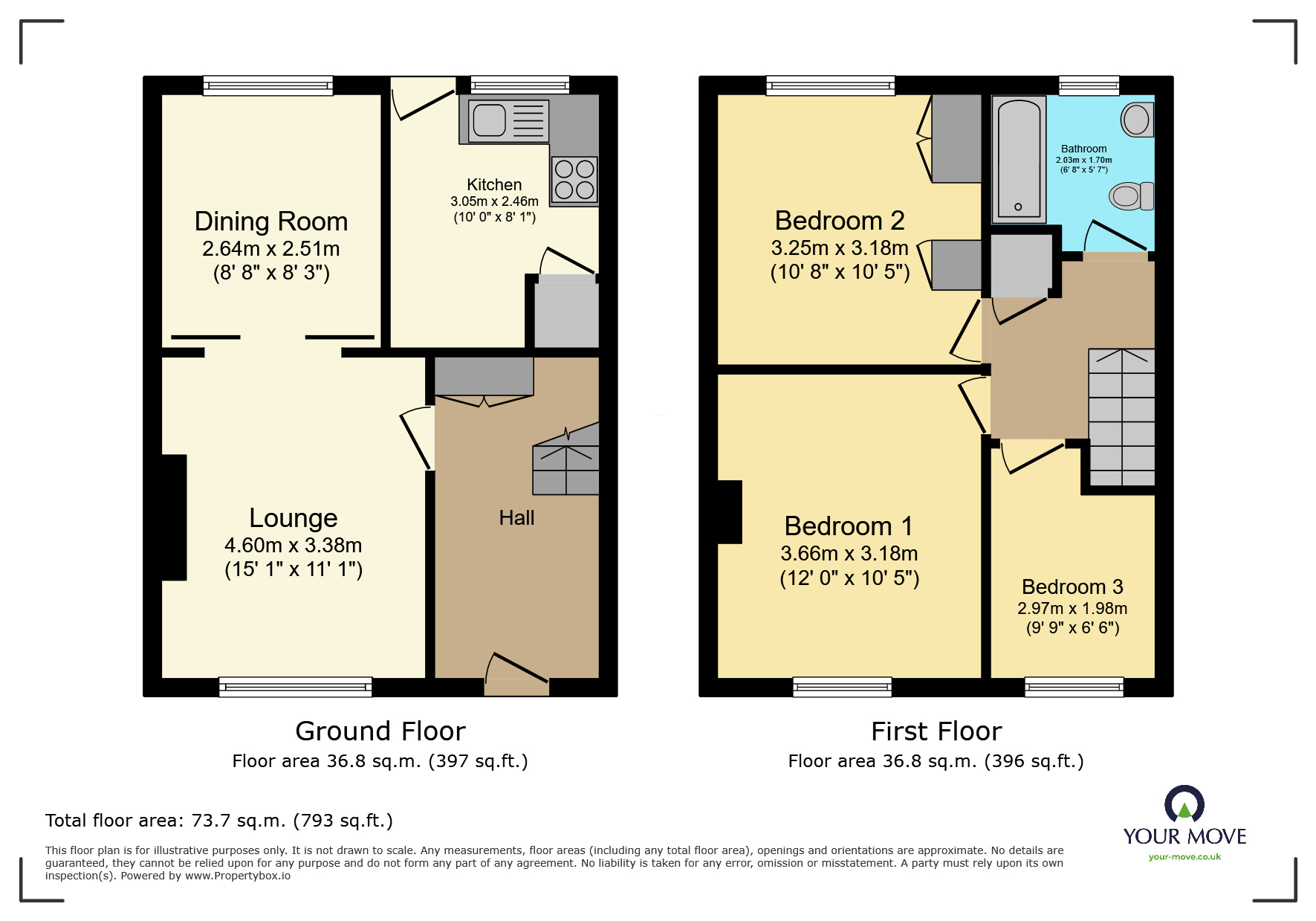 Floorplan of 3 bedroom Semi Detached Bungalow for sale, Harewood Crescent, Oakworth, West Yorkshire, BD22