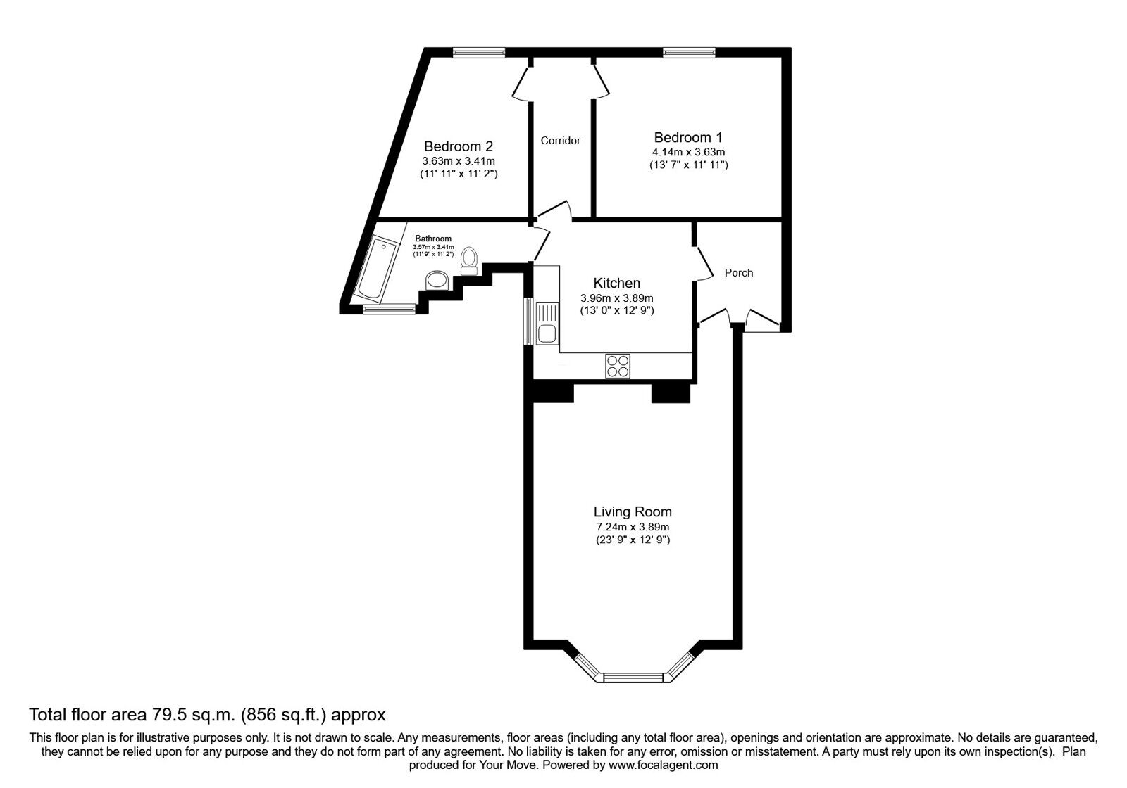 Floorplan of 2 bedroom Flat for sale, Otley Road, East Morton, West Yorkshire, BD20
