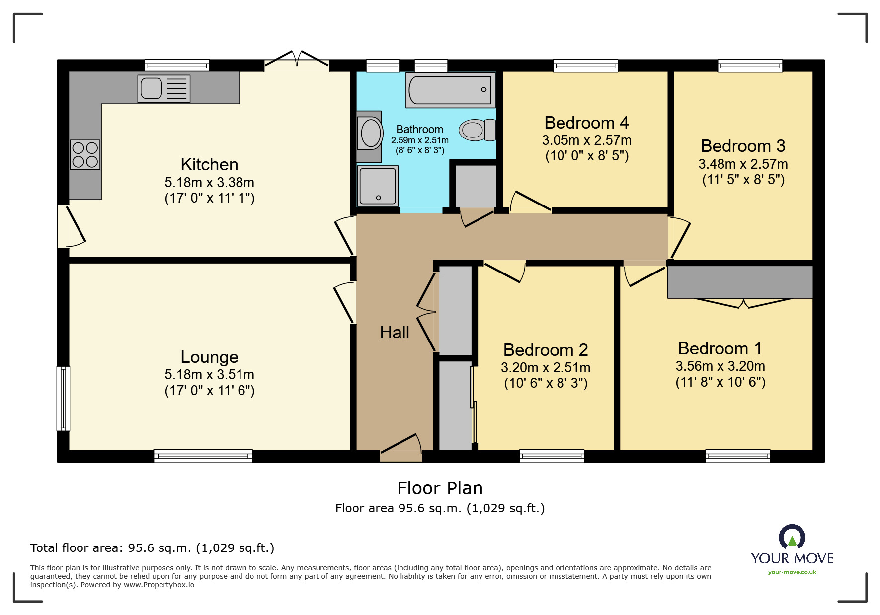 Floorplan of 4 bedroom Detached Bungalow for sale, Calton Road, Keighley, West Yorkshire, BD21