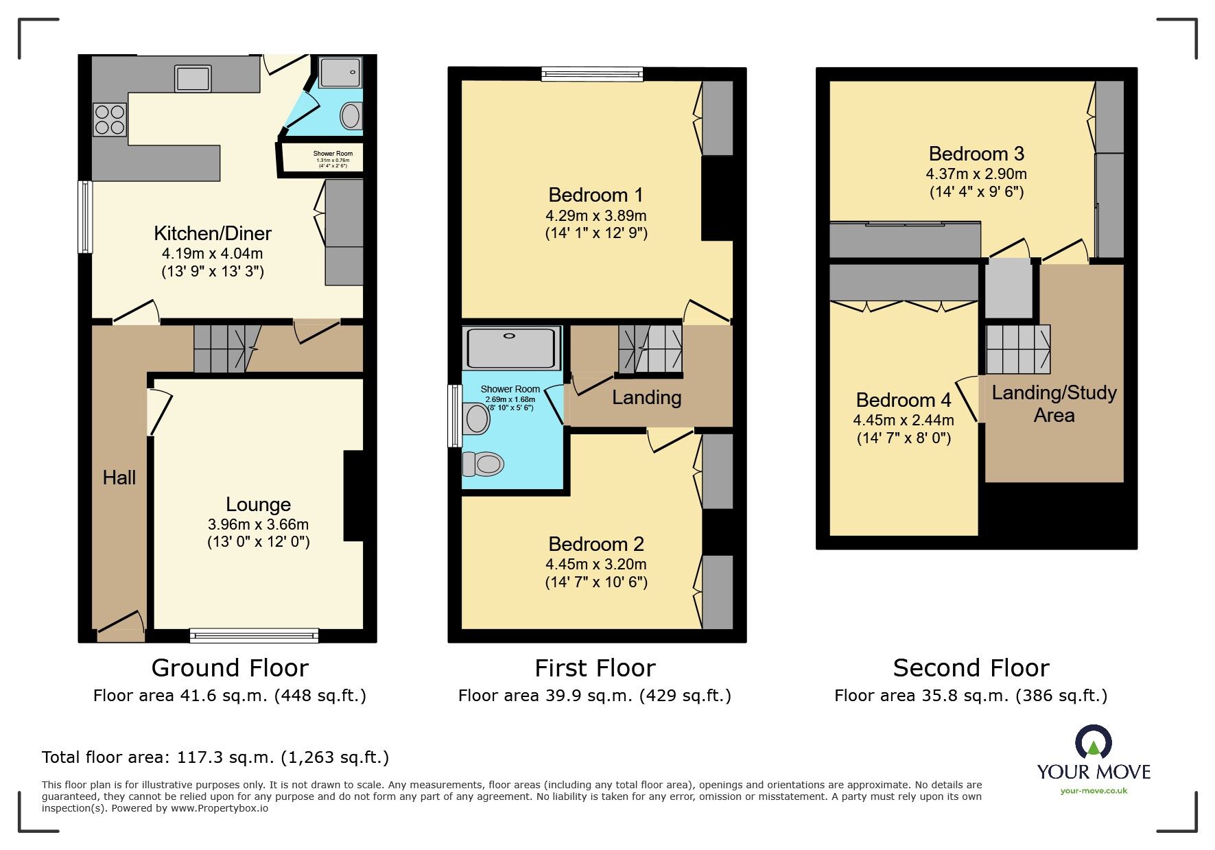 Floorplan of 4 bedroom Semi Detached House for sale, Denby Mount, Oakworth, West Yorkshire, BD22