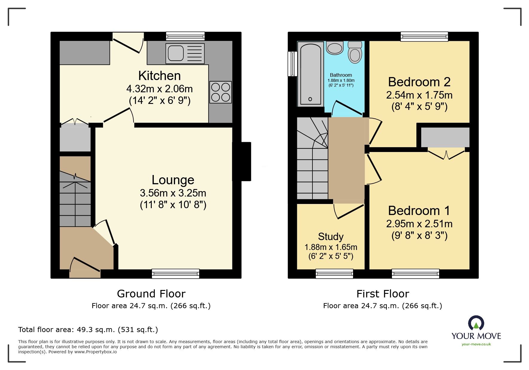 Floorplan of 2 bedroom Semi Detached House for sale, Anthony Lane, Harden, Bradford,, BD16