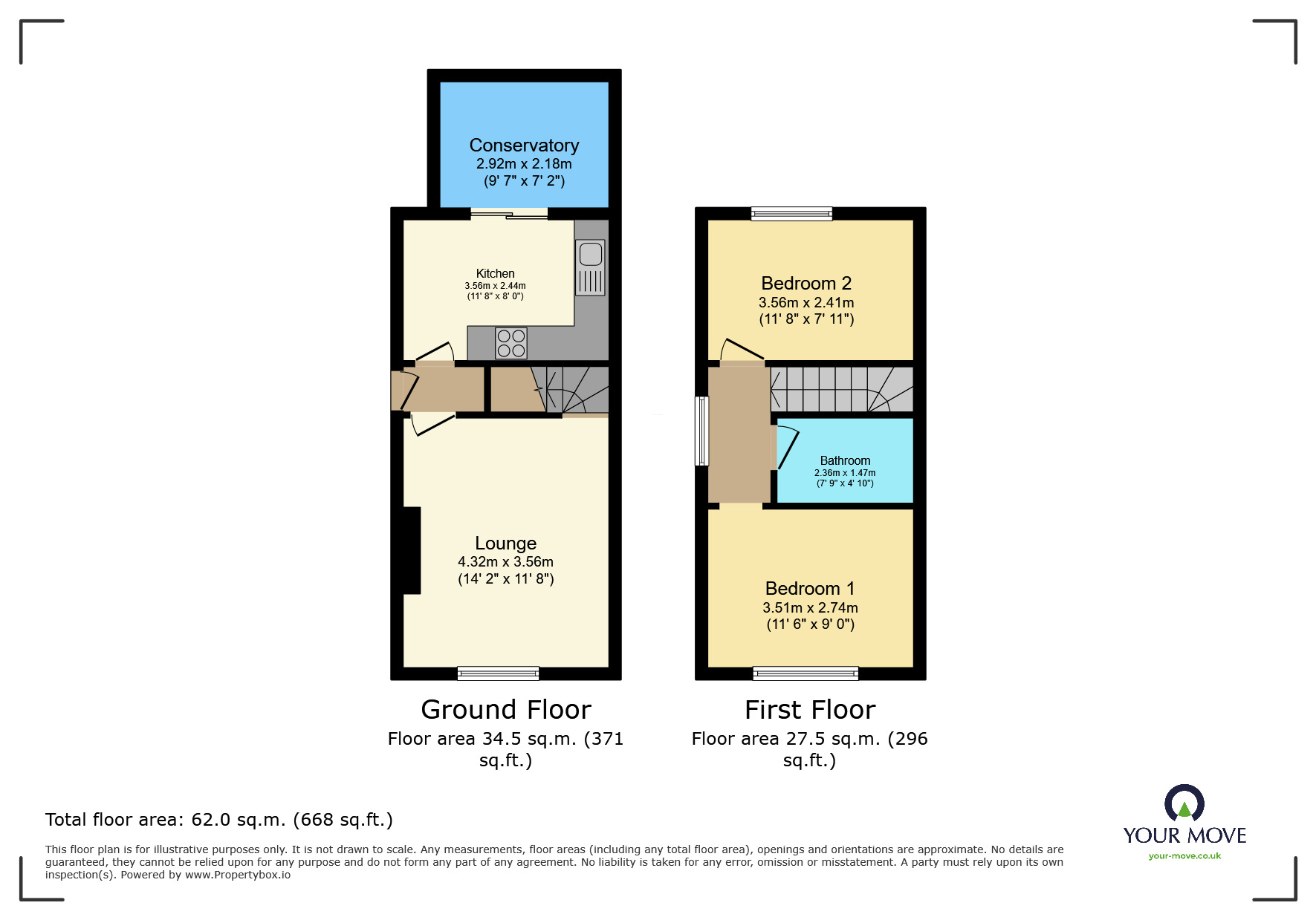 Floorplan of 2 bedroom End Terrace House for sale, Cherry Tree Rise, Keighley, West Yorkshire, BD21