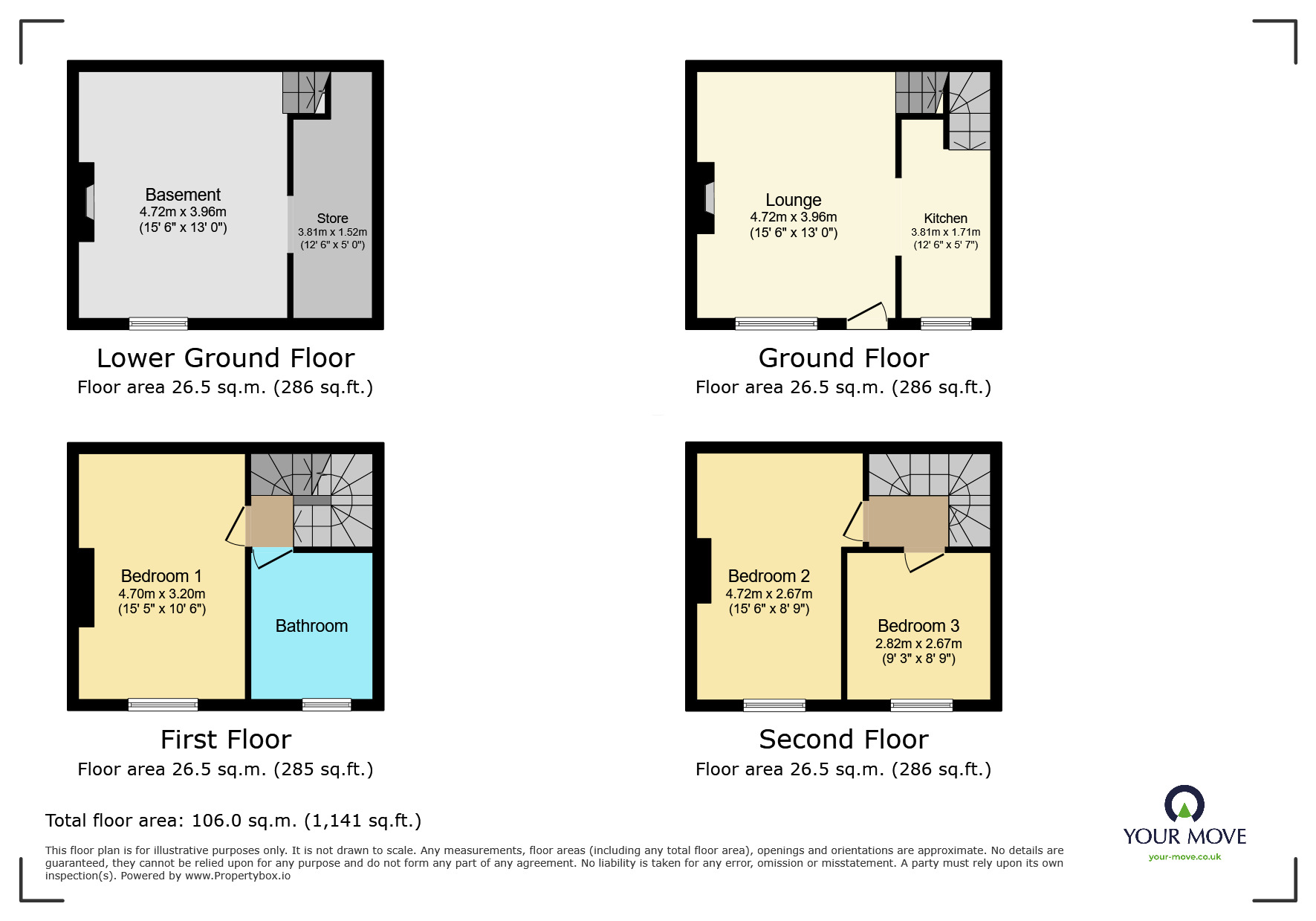 Floorplan of 3 bedroom Mid Terrace House for sale, Raven Street, Bingley, West Yorkshire, BD16