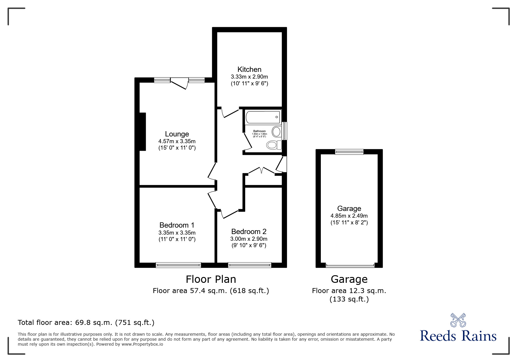 Floorplan of 2 bedroom Semi Detached Bungalow for sale, Prospect Mount, Keighley, BD22
